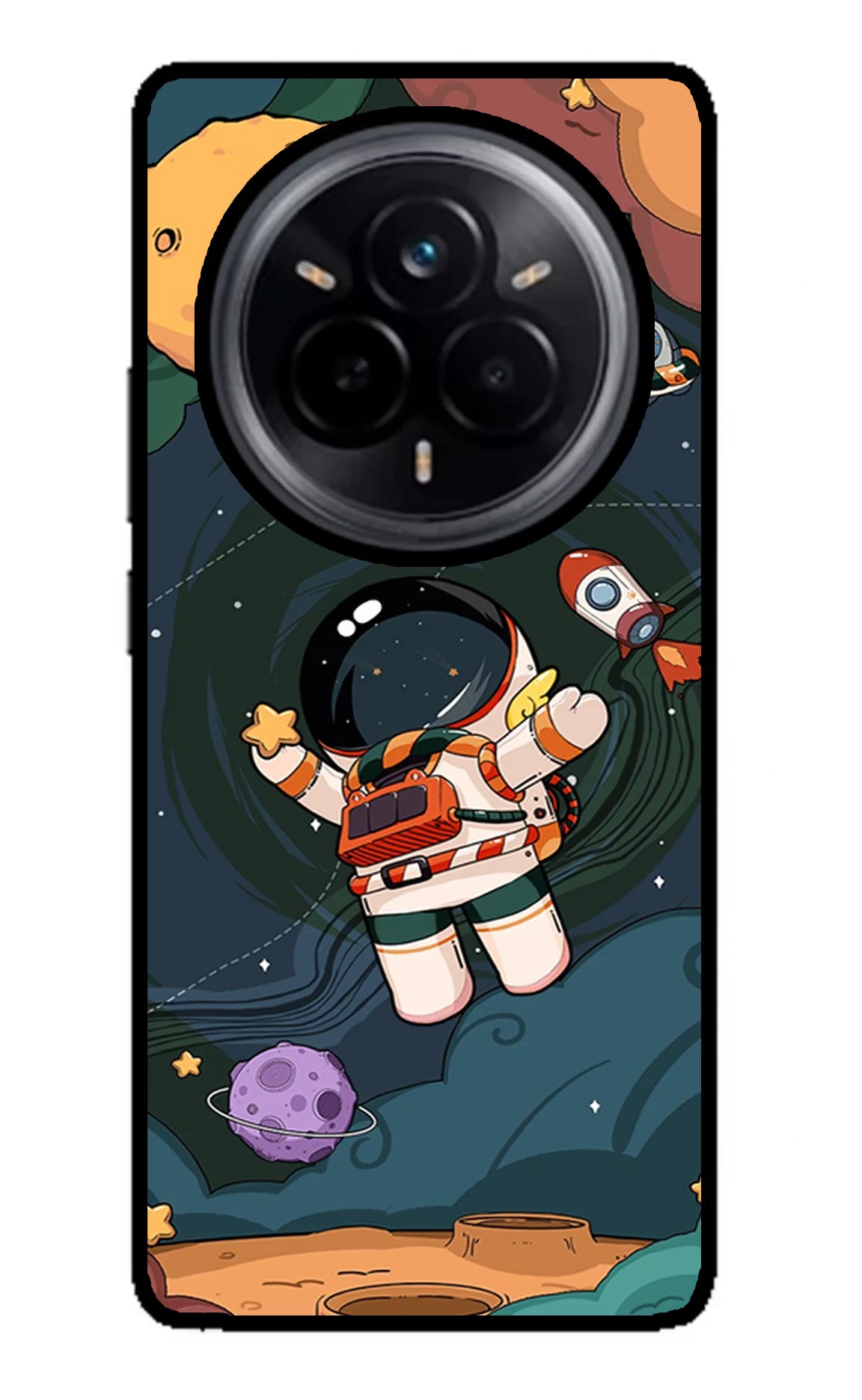 Cartoon Astronaut Realme 14 Pro 5G Glass Case - Cartoon Astronaut Realme 14 Pro 5G Glass Case Cartoon Astronaut Realme 14 Pro 5G Glass Case