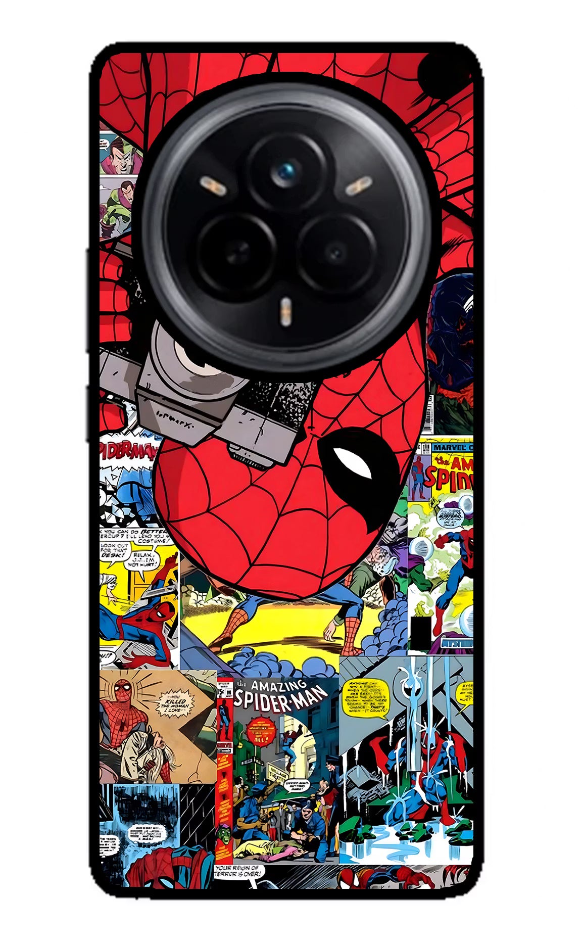 Spider Man Realme 14 Pro 5G Back Cover - Spider Man Realme 14 Pro 5G Glass Case Back Cover by Casekaro Spider Man Realme 14 Pro 5G Glass Case Back Cover by Casekaro