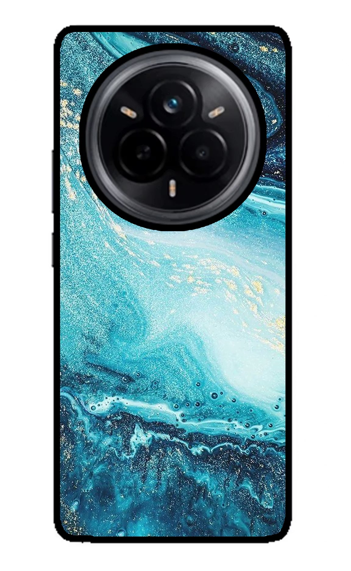 Blue Glitter Marble Realme 14 Pro 5G Back Cover - Blue Glitter Marble Realme 14 Pro 5G Glass Case Back Cover by Casekaro Blue Glitter Marble Realme 14 Pro 5G Glass Case Back Cover by Casekaro