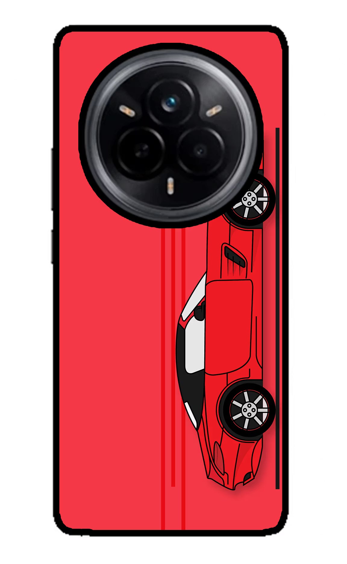 Red Velocity Realme 14 Pro 5G Back Cover - Red Velocity Realme 14 Pro 5G Glass Case Back Cover by Casekaro Red Velocity Realme 14 Pro 5G Glass Case Back Cover by Casekaro