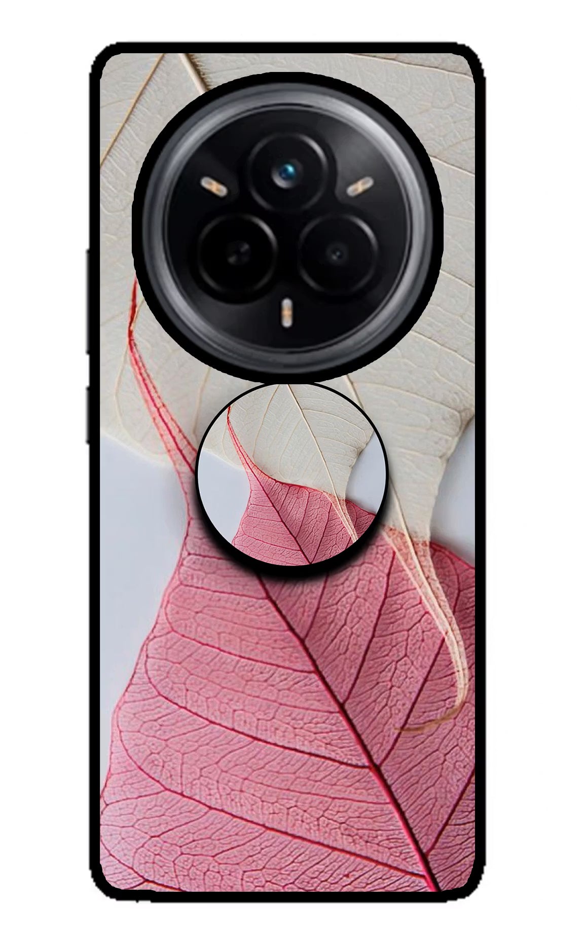 White Pink Leaf Realme 14 Pro 5G Pop Case - White Pink Leaf Realme 14 Pro 5G Pop Case by Casekaro White Pink Leaf Realme 14 Pro 5G Pop Case by Casekaro