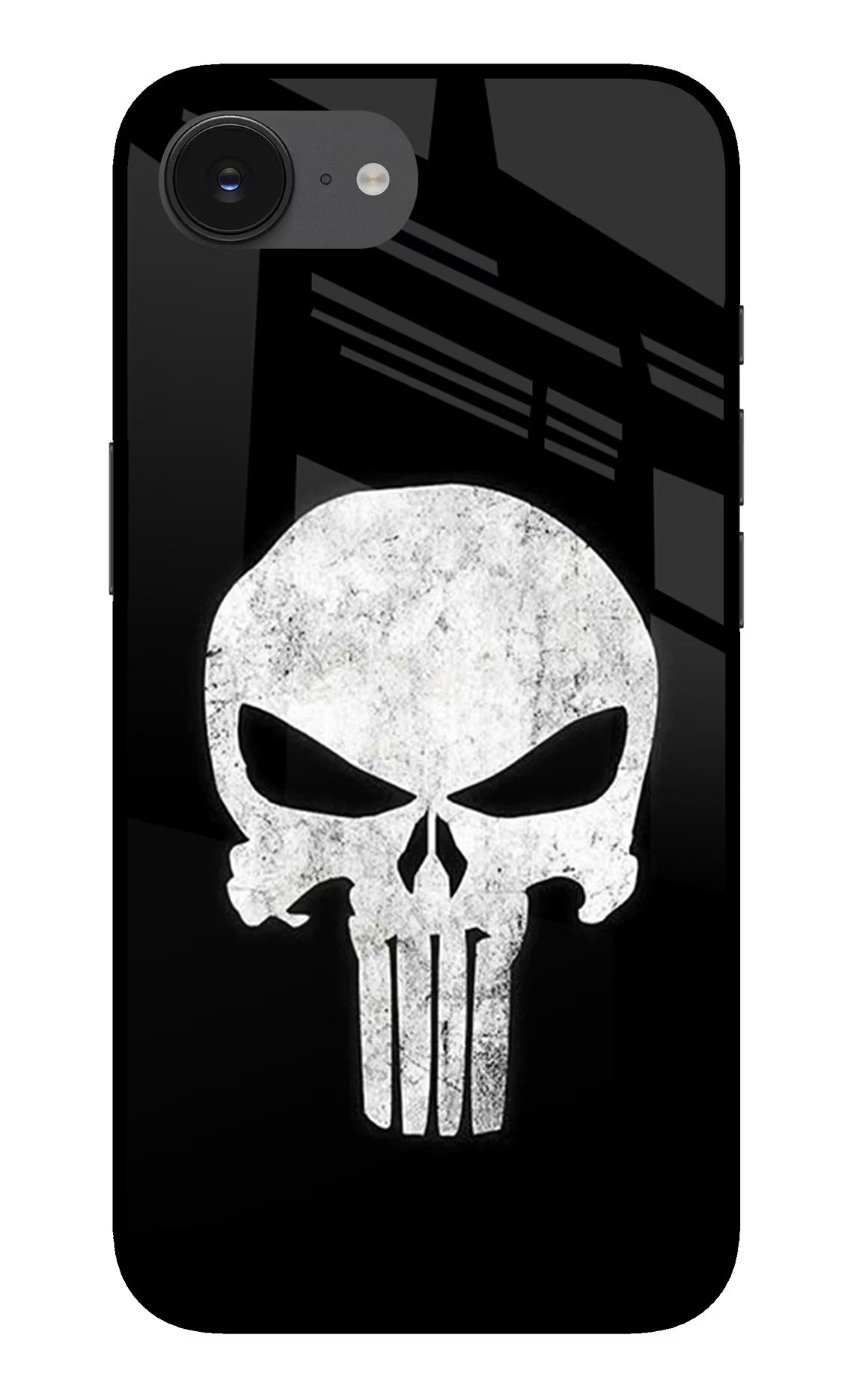 Punisher Skull iPhone 16e Back Cover - Punisher Skull iPhone 16e Glass Case Back Cover by Casekaro Punisher Skull iPhone 16e Glass Case Back Cover by Casekaro