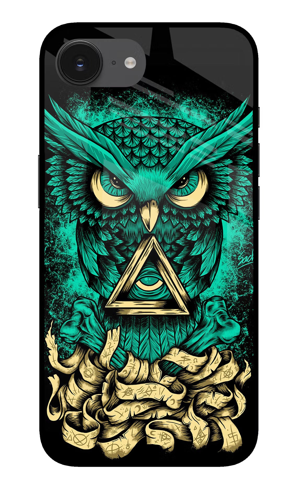 Green Owl iPhone 16e Glass Case - Green Owl iPhone 16e Glass Case Green Owl iPhone 16e Glass Case