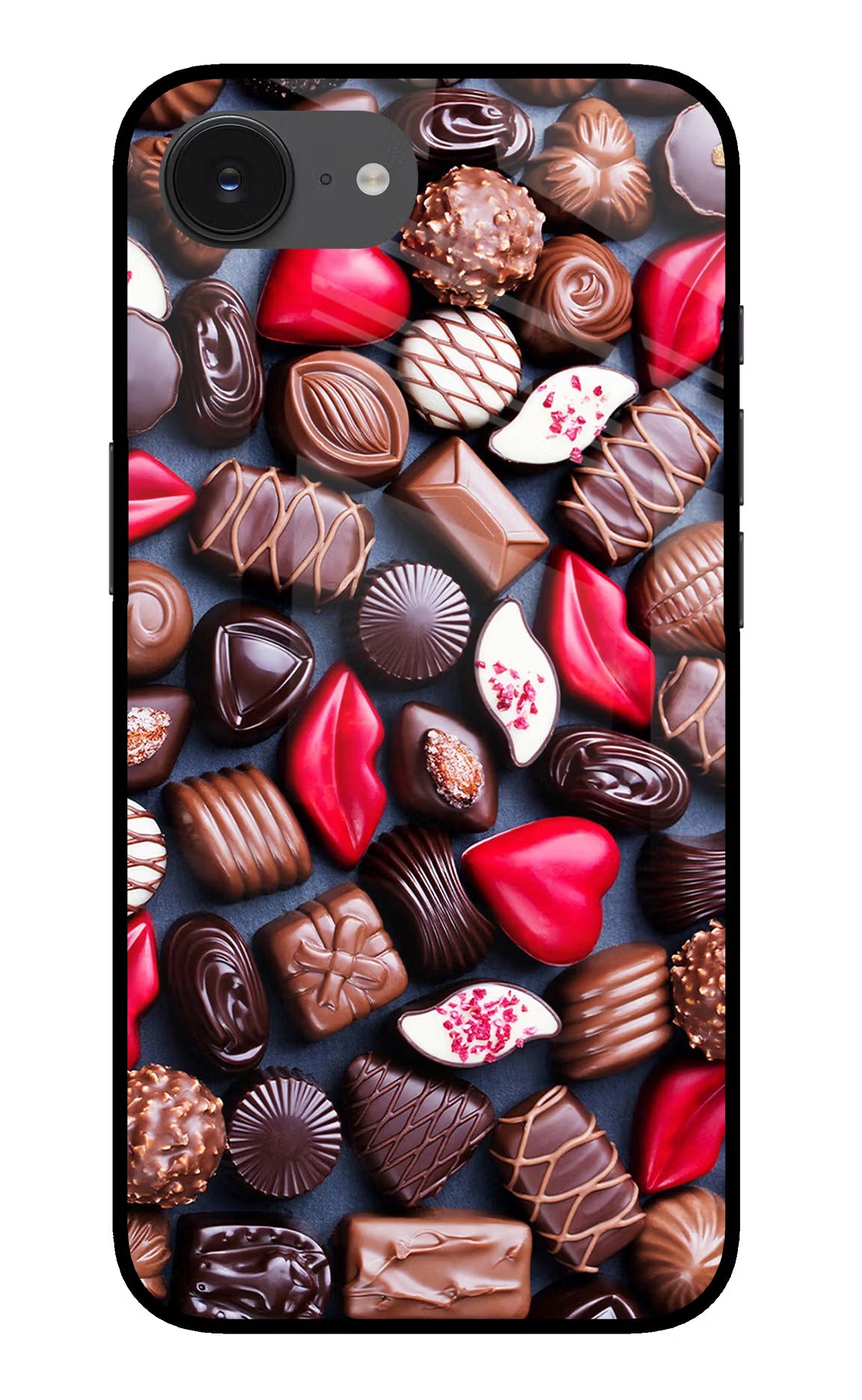 Chocolates iPhone 16e Back Cover - Chocolates iPhone 16e Glass Case Back Cover by Casekaro Chocolates iPhone 16e Glass Case Back Cover by Casekaro