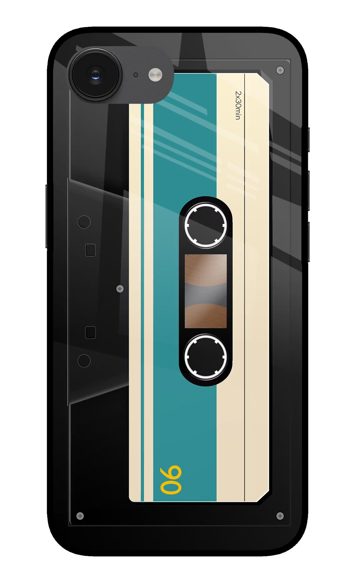 Cassette iPhone 16e Back Cover - Cassette iPhone 16e Glass Case Back Cover by Casekaro Cassette iPhone 16e Glass Case Back Cover by Casekaro