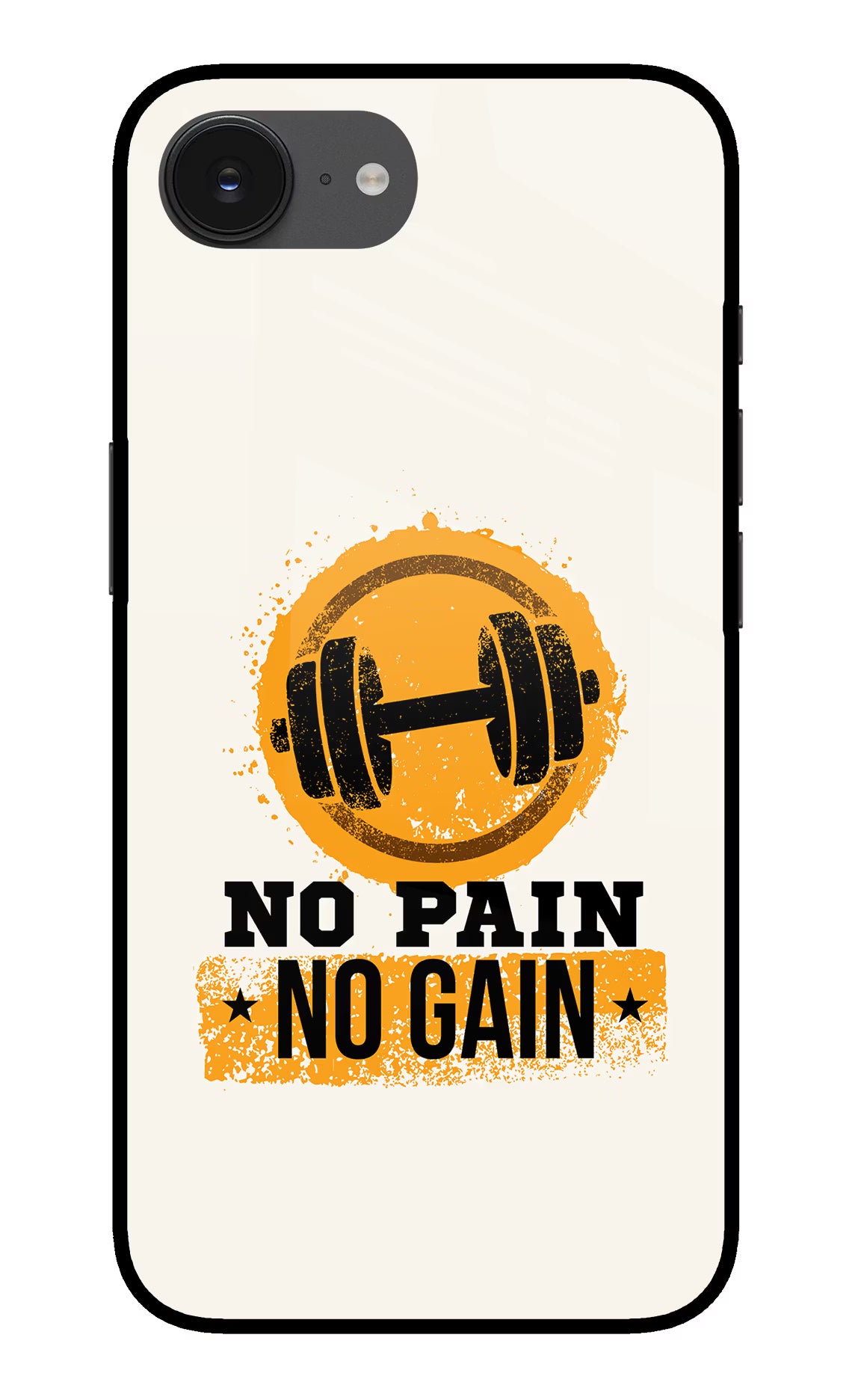 No Pain No Gain iPhone 16e Back Cover - No Pain No Gain iPhone 16e Glass Case Back Cover by Casekaro No Pain No Gain iPhone 16e Glass Case Back Cover by Casekaro