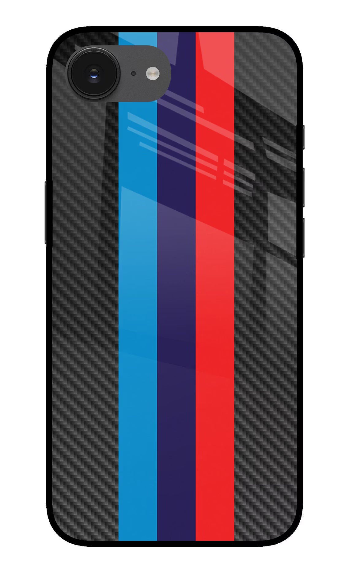 BMW Stripes Pattern iPhone 16e Back Cover - BMW Stripes Pattern iPhone 16e Glass Case Back Cover by Casekaro BMW Stripes Pattern iPhone 16e Glass Case Back Cover by Casekaro