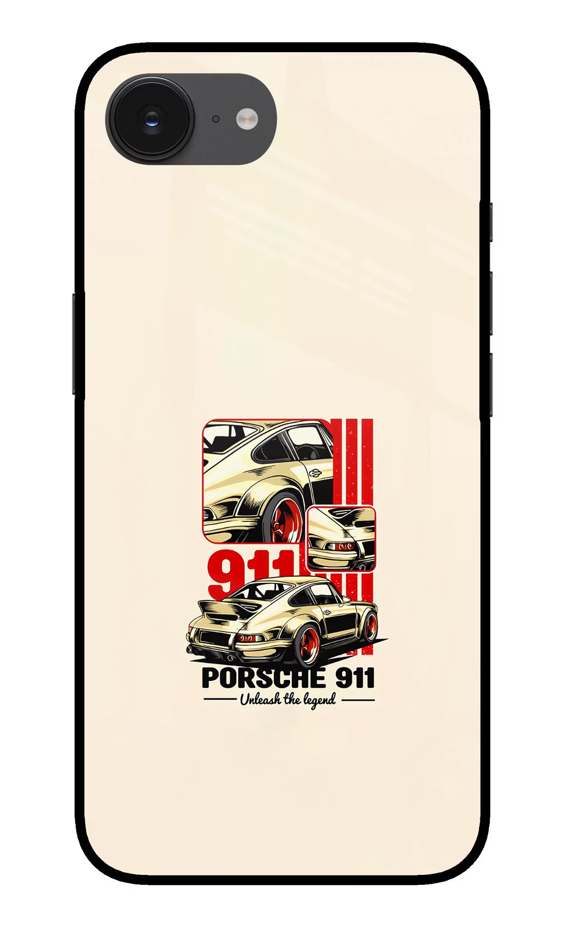 Classic Porsche 911 iPhone 16e Back Cover - Classic Porsche 911 iPhone 16e Glass Case Back Cover by Casekaro Classic Porsche 911 iPhone 16e Glass Case Back Cover by Casekaro