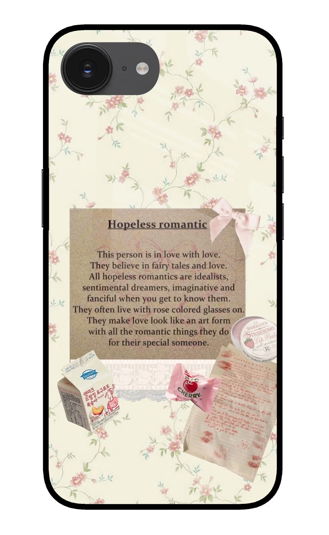 Hopeless Romantic iPhone 16e Back Cover - Hopeless Romantic iPhone 16e Glass Case Back Cover by Casekaro Hopeless Romantic iPhone 16e Glass Case Back Cover by Casekaro