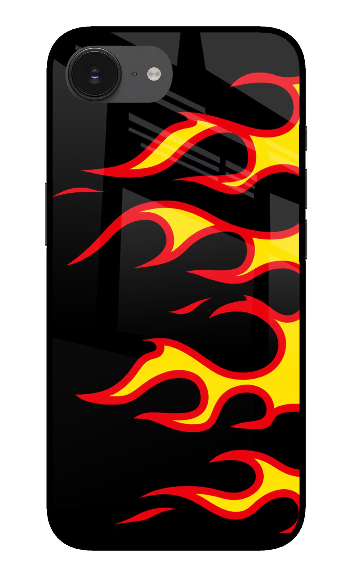 Side Sweep Flames iPhone 16e Glass Case - Side Sweep Flames iPhone 16e Glass Case Side Sweep Flames iPhone 16e Glass Case