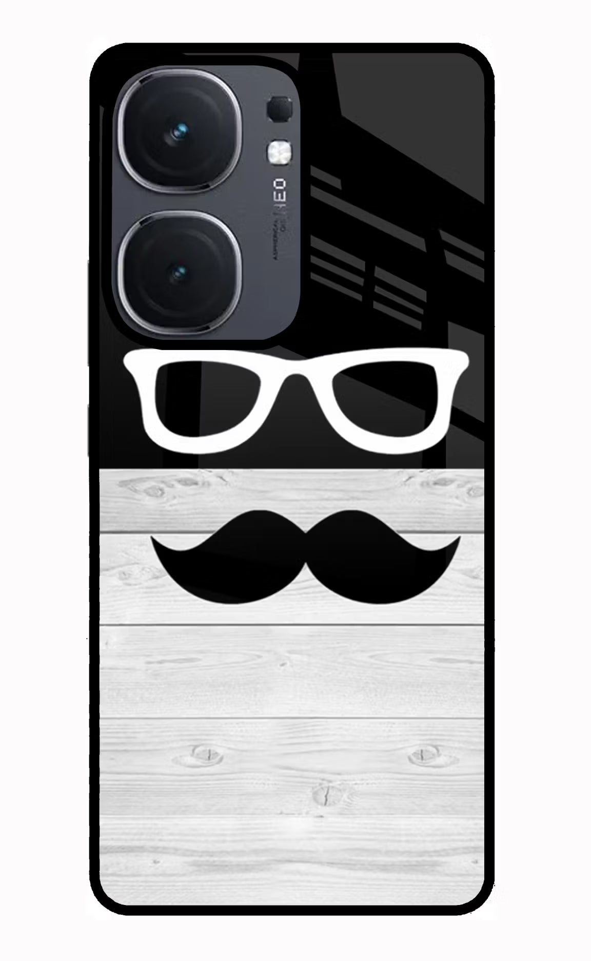 Mustache IQOO Neo9 Pro Glass Case Back Cover by Casekaro