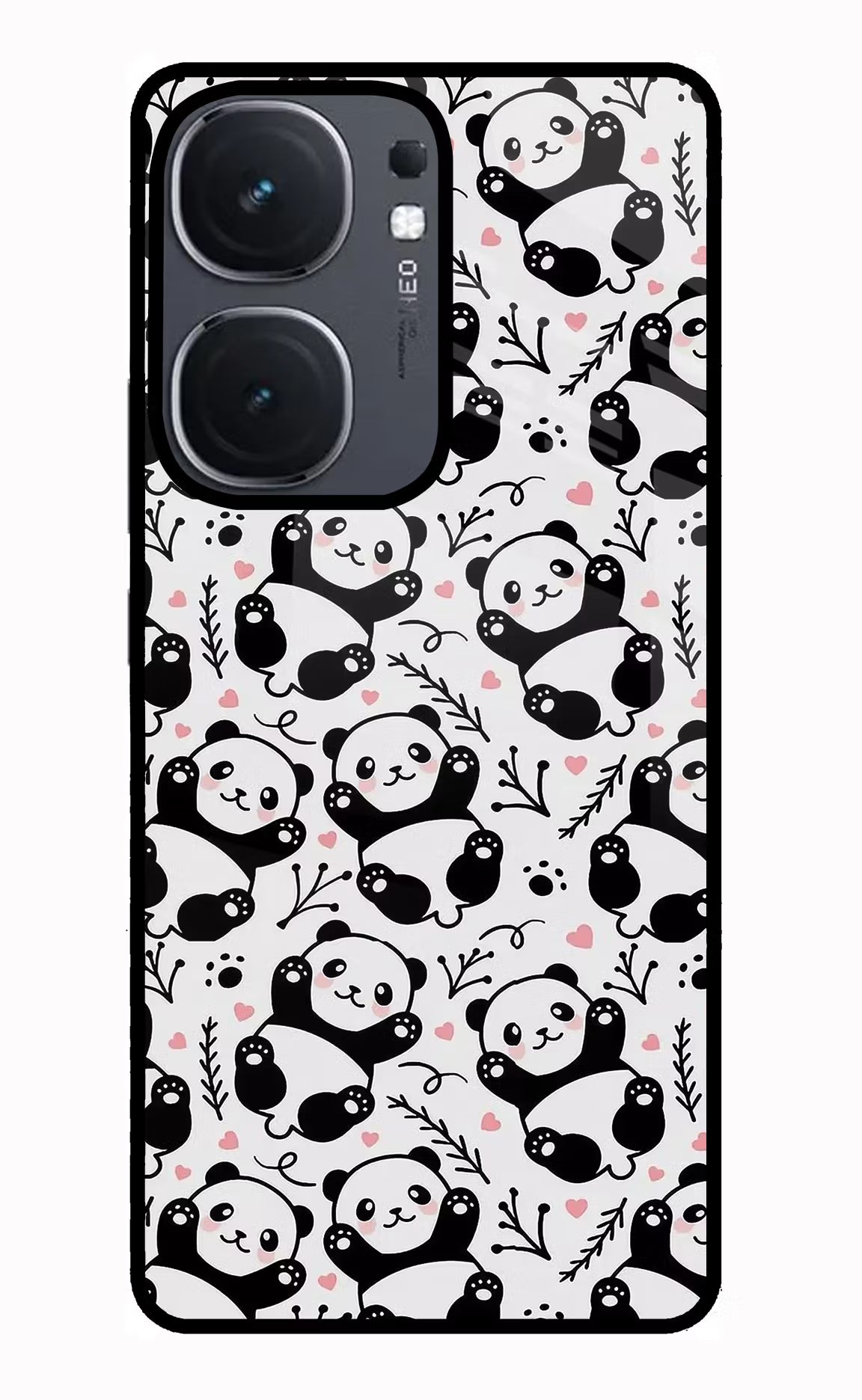 Cute Panda IQOO Neo9 Pro Glass Case Back Cover by Casekaro