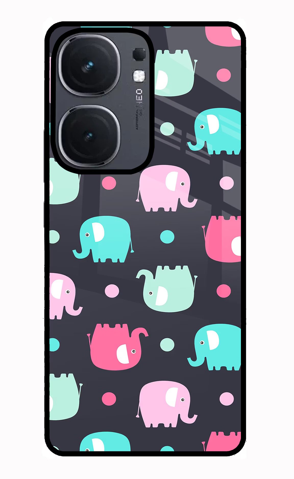Elephants IQOO Neo9 Pro Glass Case Back Cover by Casekaro