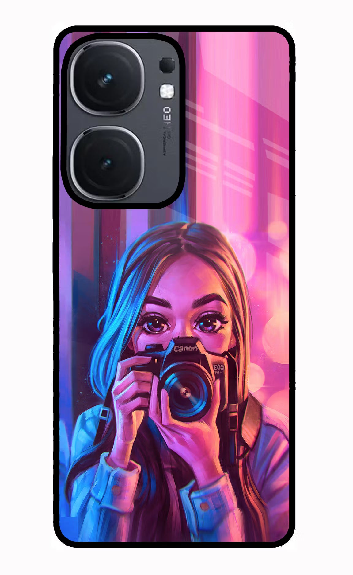 Girl Photographer IQOO Neo9 Pro Glass Case Back Cover by Casekaro