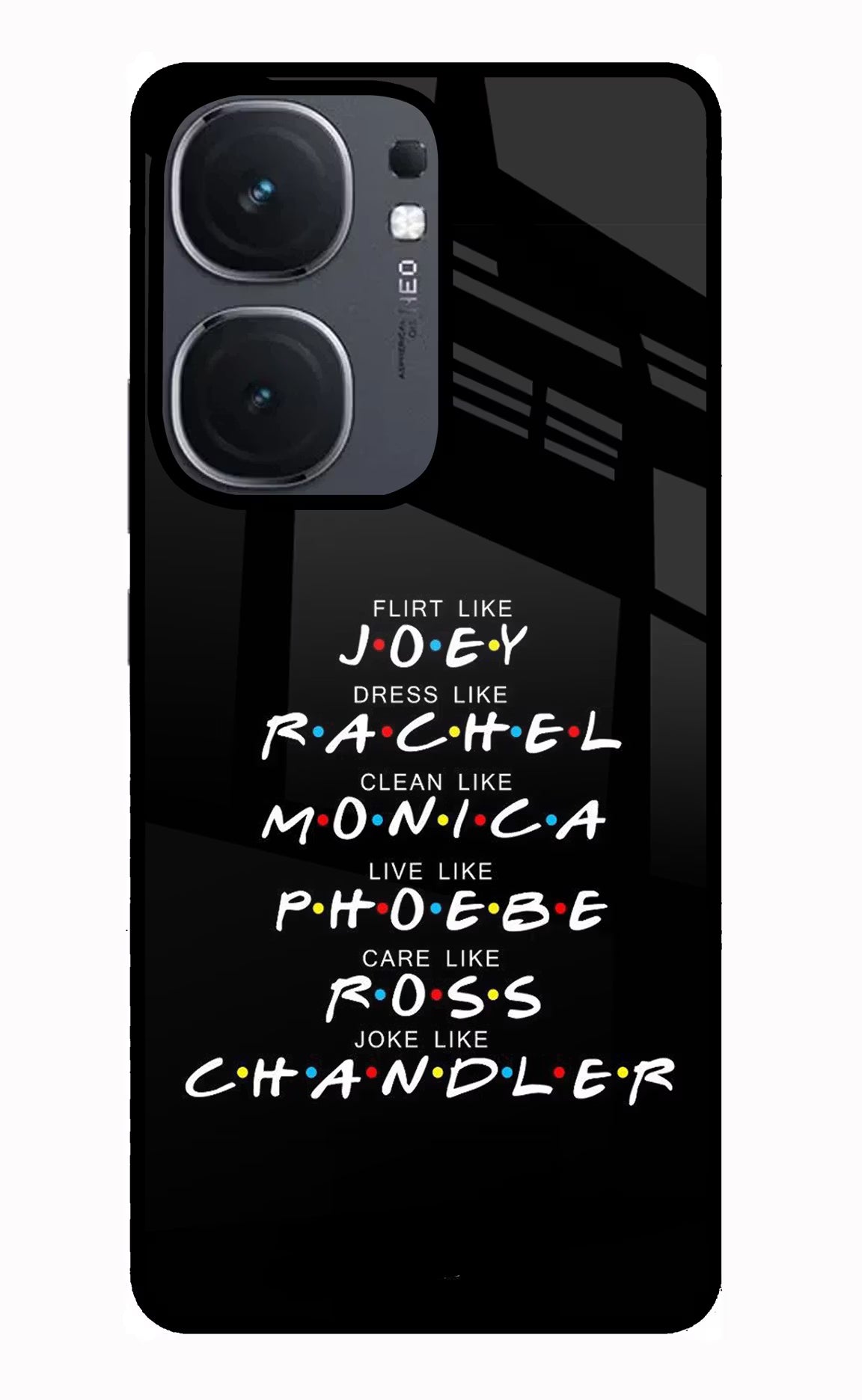 FRIENDS Character IQOO Neo9 Pro Glass Case Back Cover by Casekaro