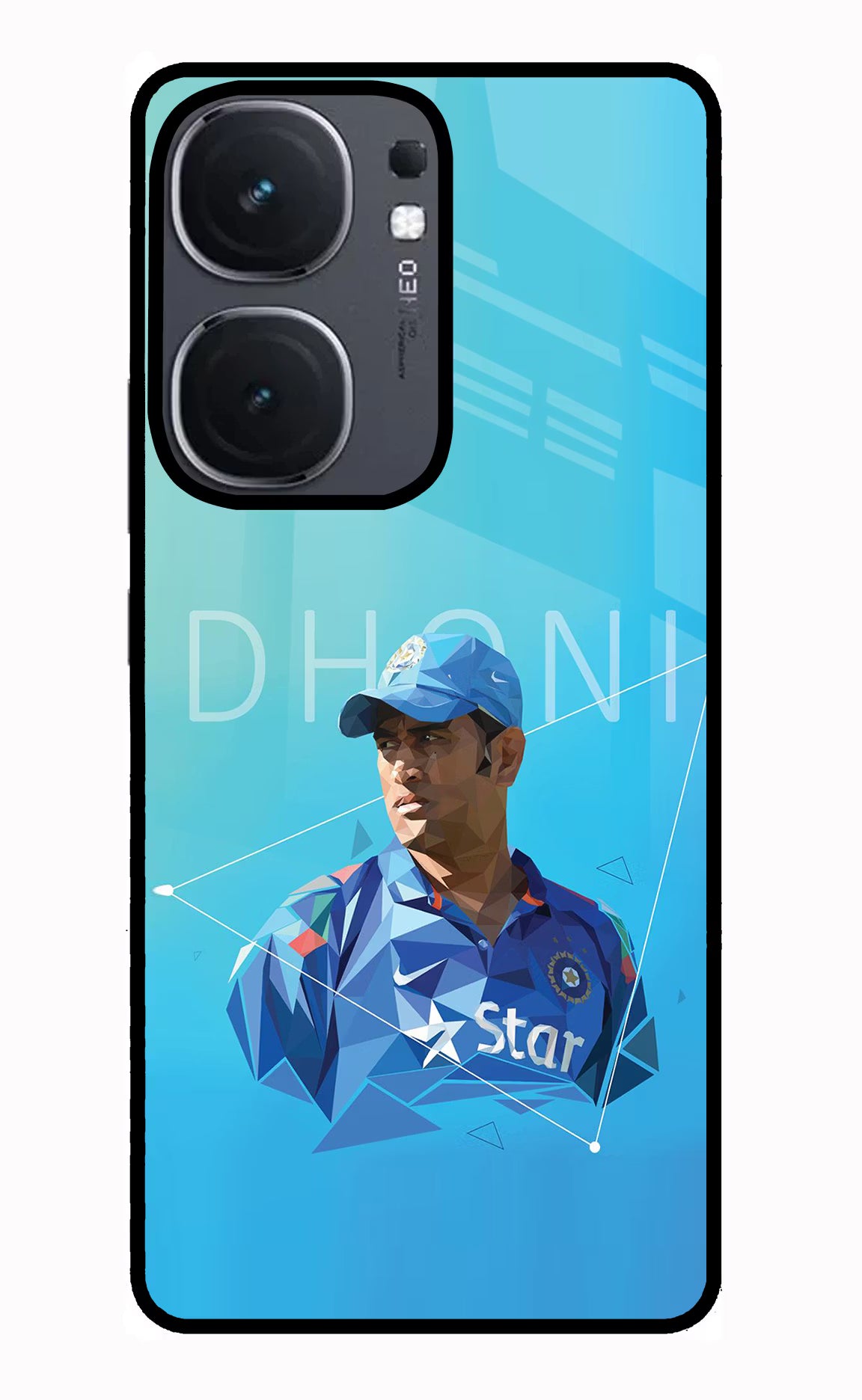Dhoni Artwork IQOO Neo9 Pro Glass Case Back Cover by Casekaro