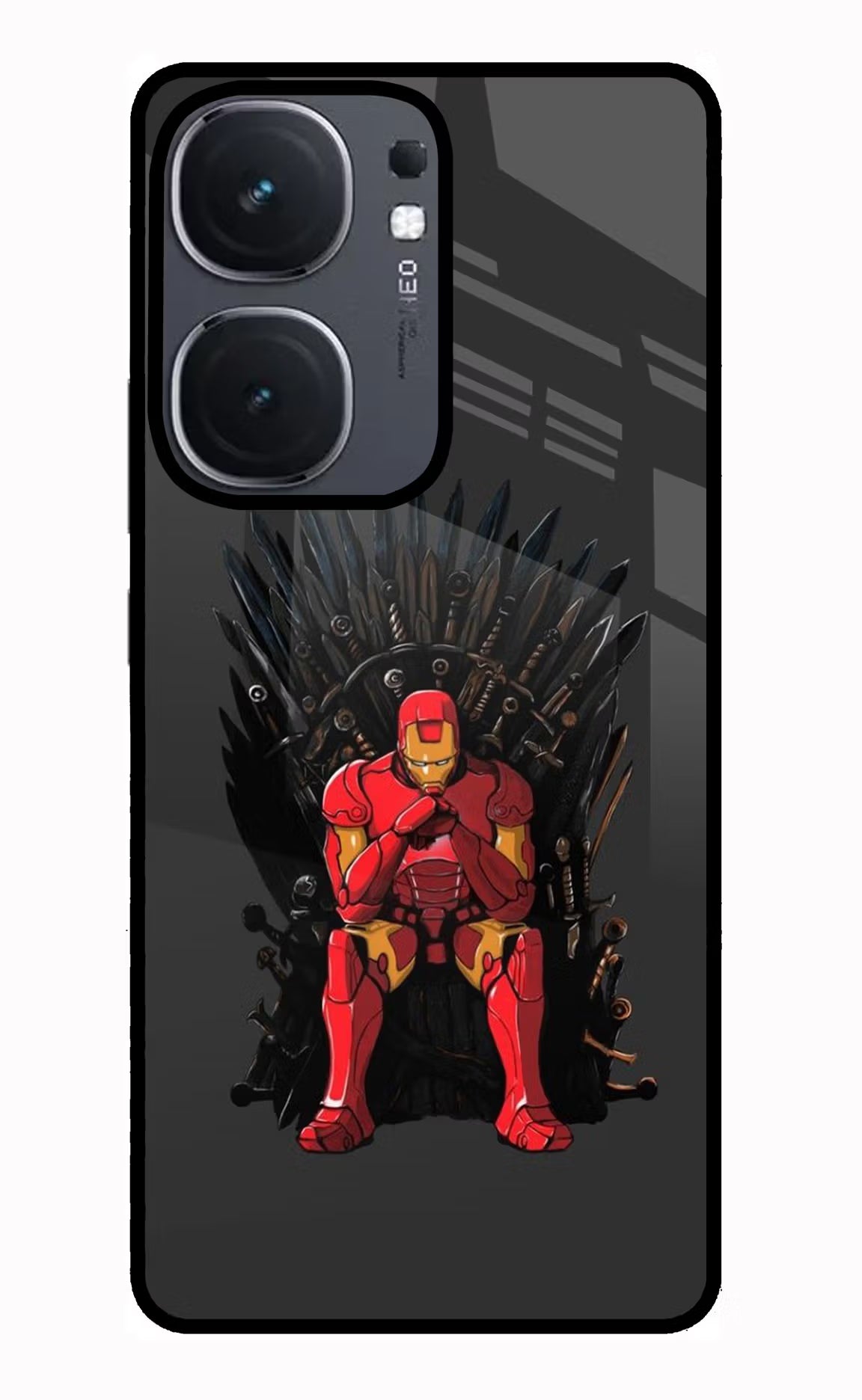 Ironman Throne IQOO Neo9 Pro Glass Case Back Cover by Casekaro