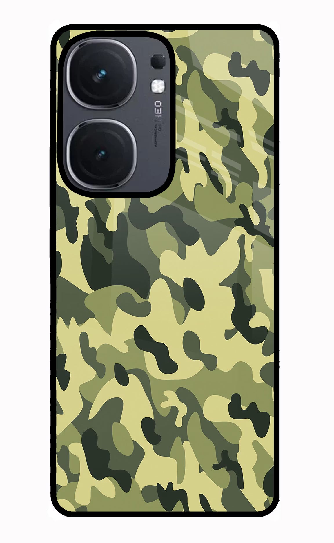 Camouflage IQOO Neo9 Pro Glass Case Back Cover by Casekaro