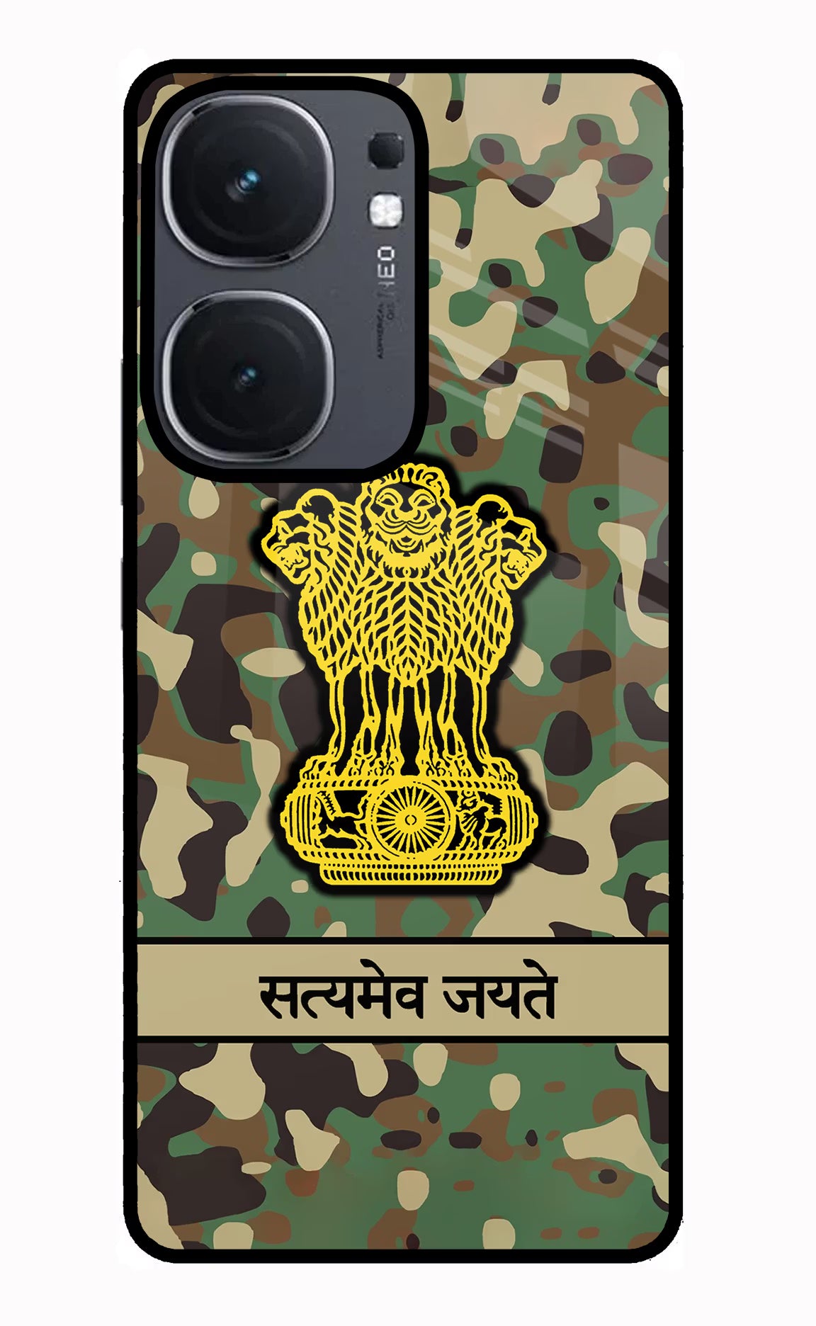 Satyamev Jayate Army IQOO Neo9 Pro Glass Case Back Cover by Casekaro