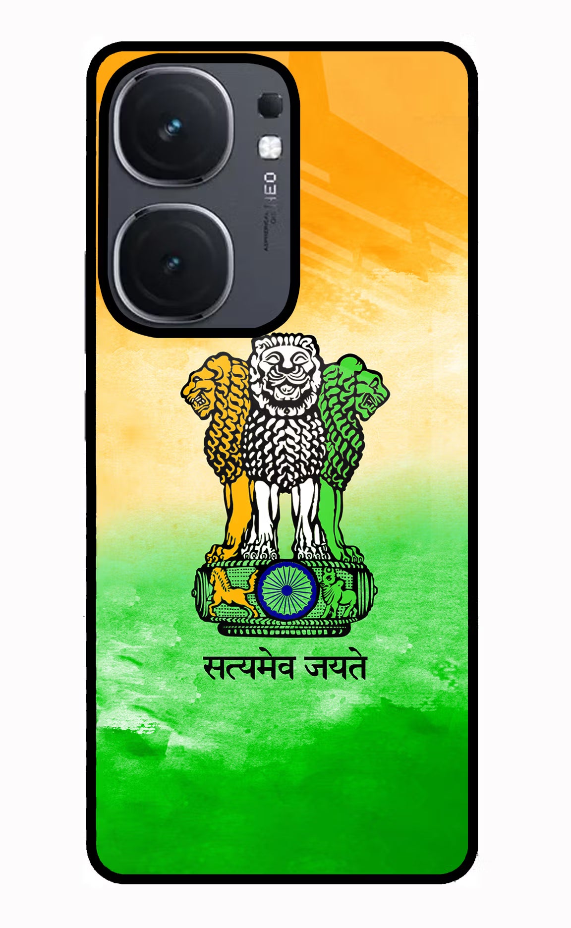 Satyamev Jayate Flag IQOO Neo9 Pro Glass Case Back Cover by Casekaro