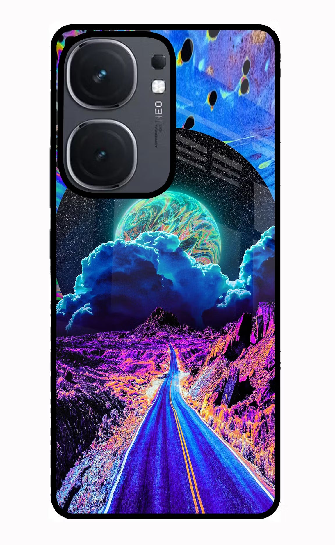 Psychedelic Painting IQOO Neo9 Pro Glass Case Back Cover by Casekaro