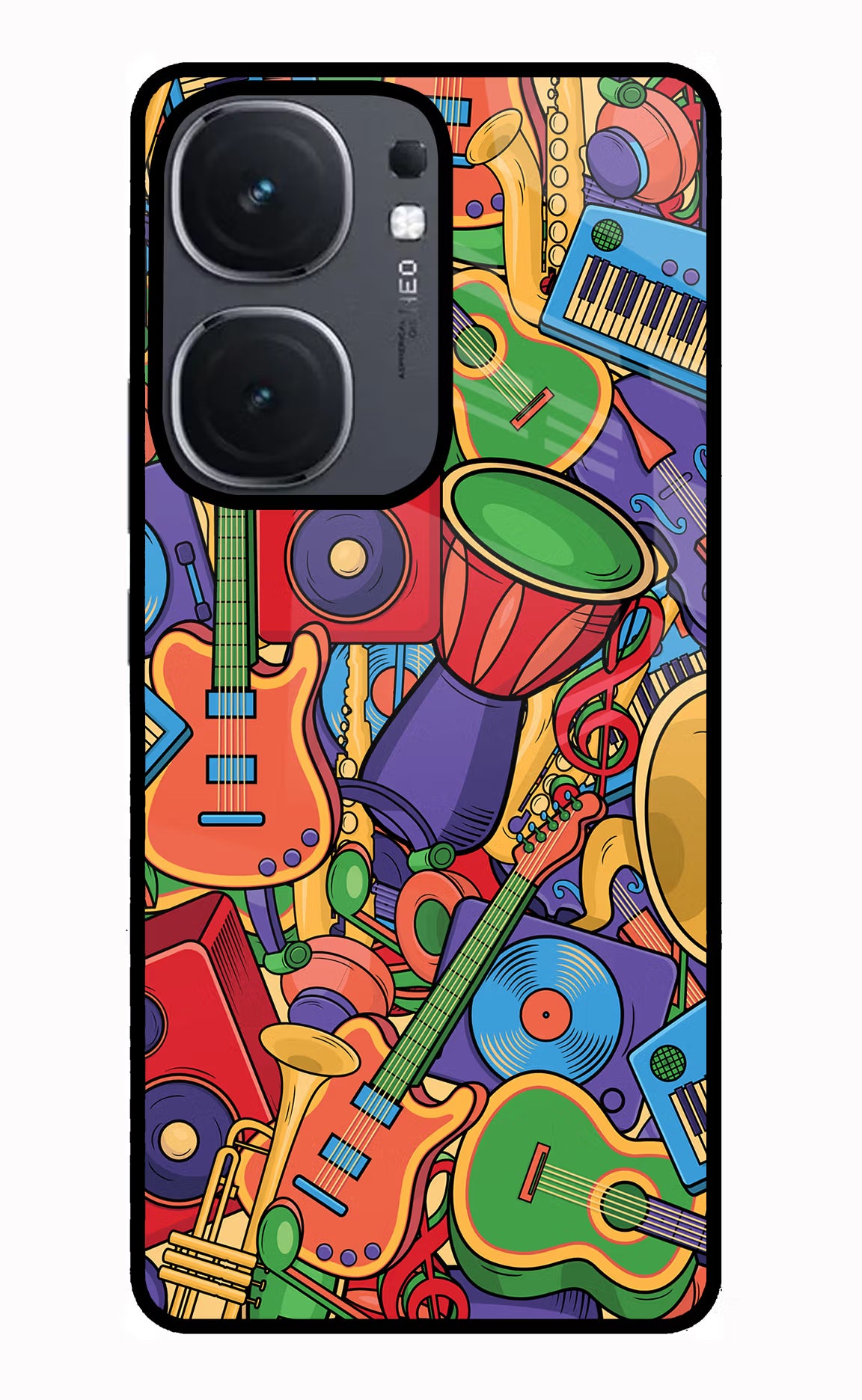 Music Instrument Doodle IQOO Neo9 Pro Glass Case Back Cover by Casekaro