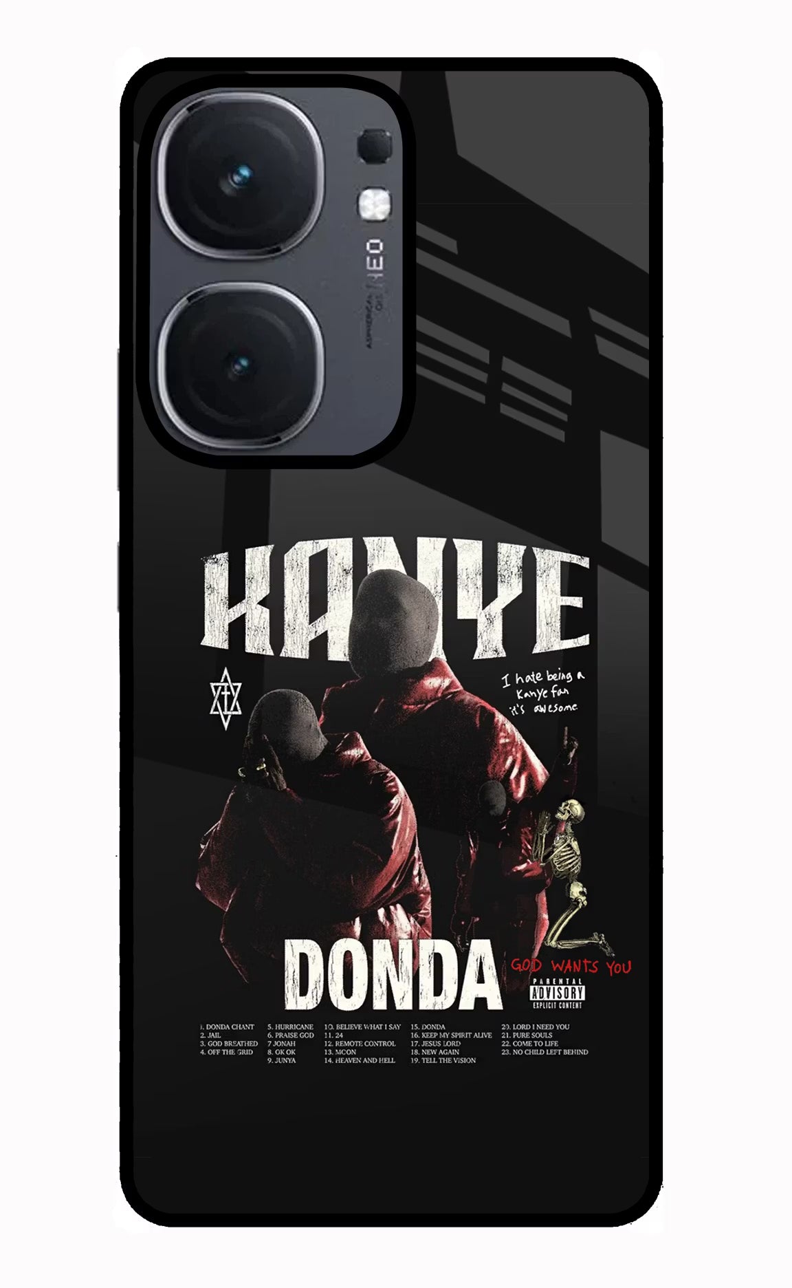 Donda Kanye West IQOO Neo9 Pro Glass Case Back Cover by Casekaro
