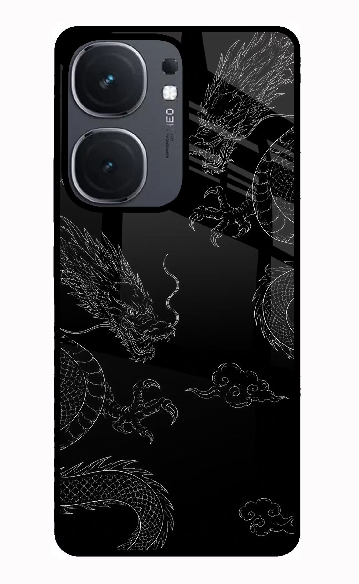 Twin Dragons IQOO Neo9 Pro Back Cover - Twin Dragons IQOO Neo9 Pro Glass Case Back Cover by Casekaro Twin Dragons IQOO Neo9 Pro Glass Case Back Cover by Casekaro