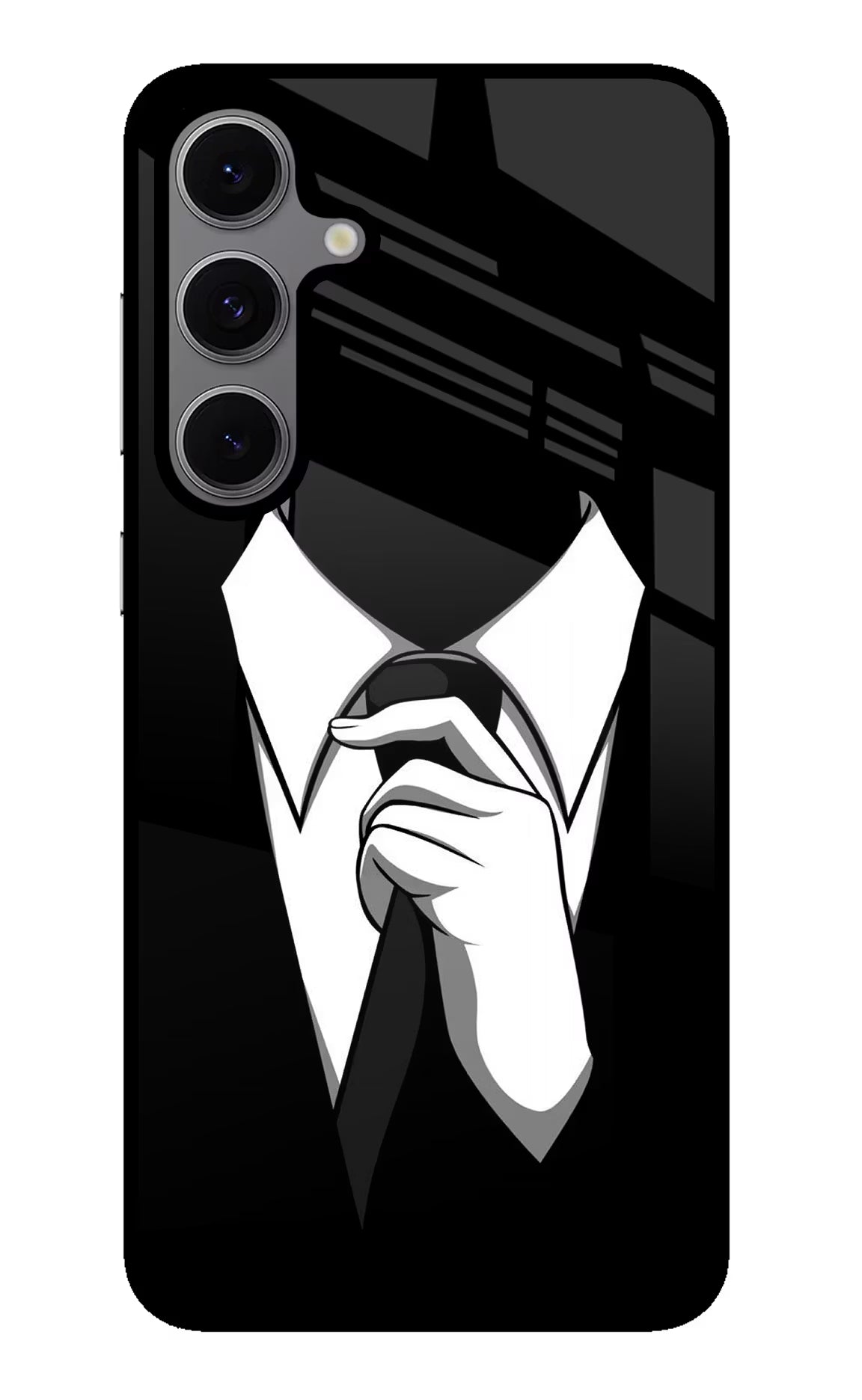 Black Tie Samsung S24 FE 5G Back Cover - Black Tie Samsung S24 FE 5G Glass Case Back Cover by Casekaro Black Tie Samsung S24 FE 5G Glass Case Back Cover by Casekaro