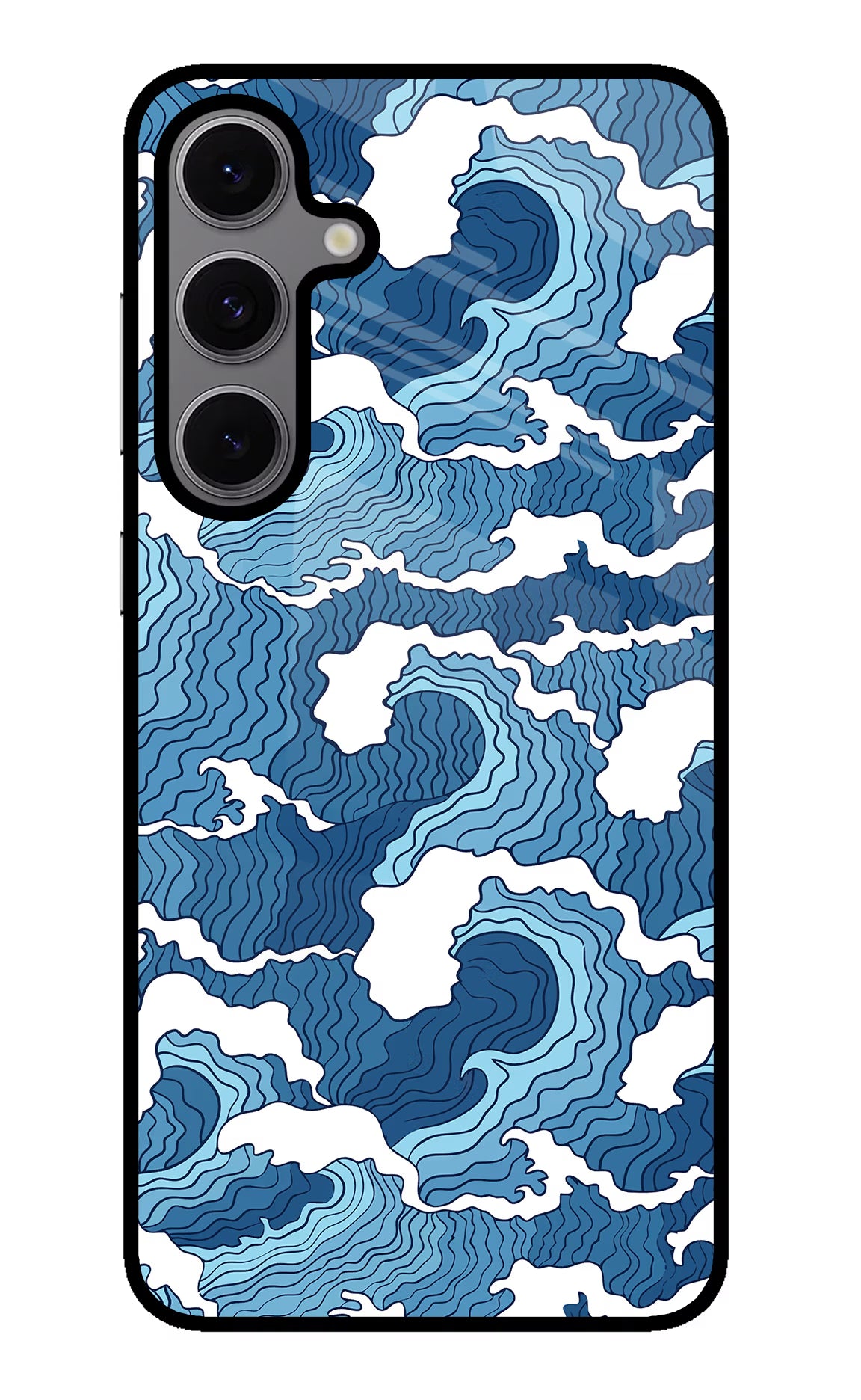 Blue Waves Samsung S24 FE 5G Back Cover - Blue Waves Samsung S24 FE 5G Glass Case Back Cover by Casekaro Blue Waves Samsung S24 FE 5G Glass Case Back Cover by Casekaro