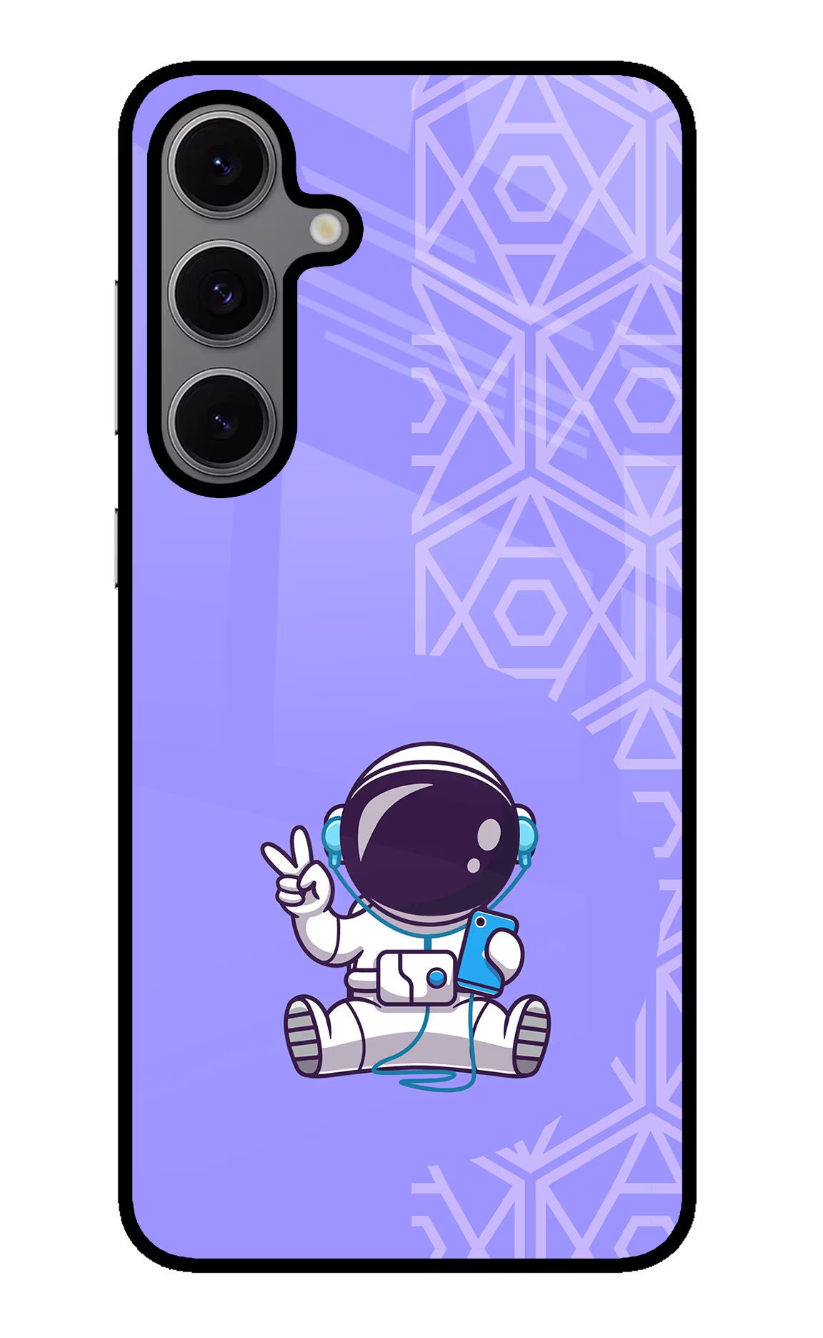 Cute Astronaut Chilling Samsung S24 FE 5G Back Cover - Cute Astronaut Chilling Samsung S24 FE 5G Glass Case Back Cover by Casekaro Cute Astronaut Chilling Samsung S24 FE 5G Glass Case Back Cover by Casekaro