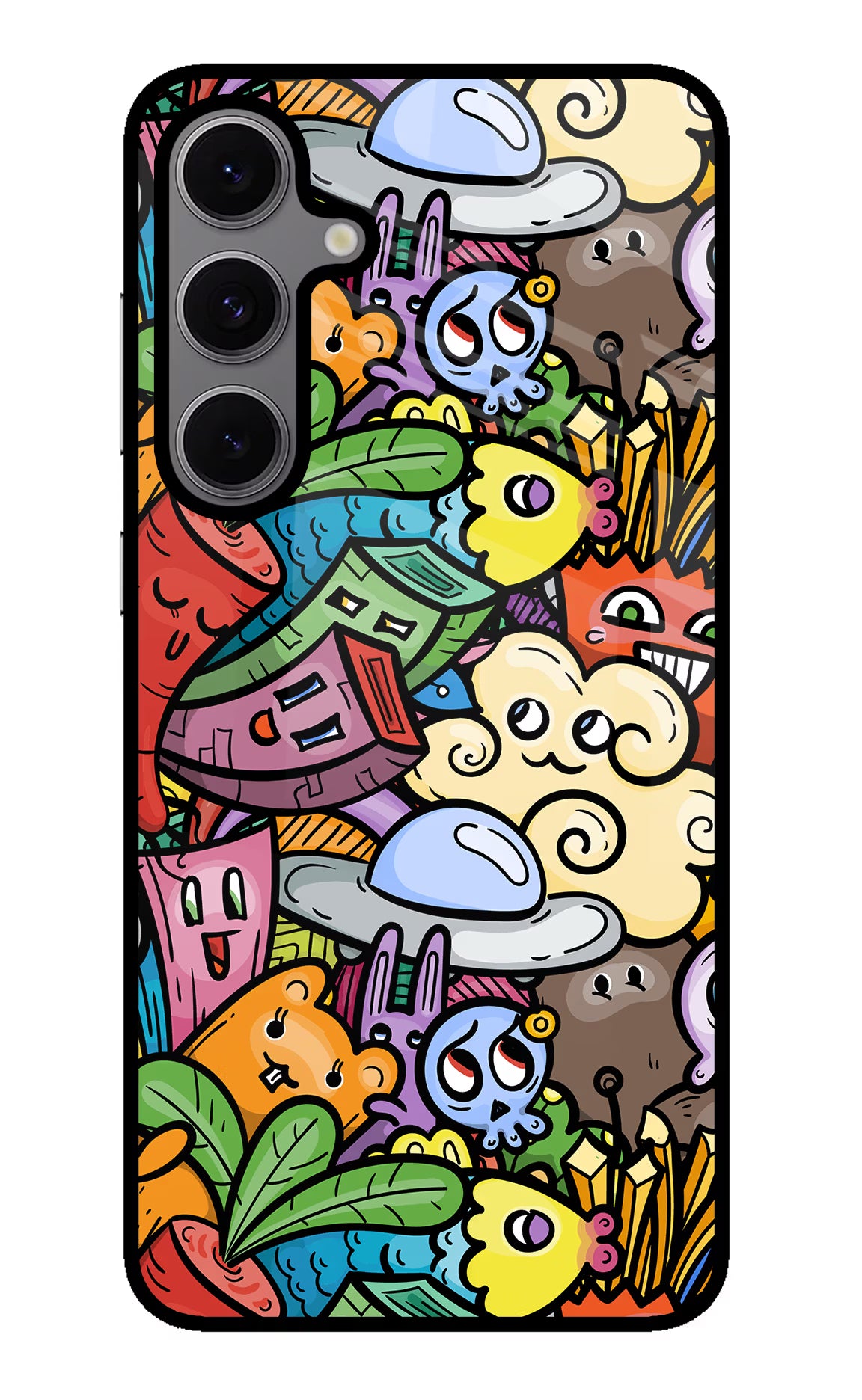 Veggie Doodle Samsung S24 FE 5G Back Cover - Veggie Doodle Samsung S24 FE 5G Glass Case Back Cover by Casekaro Veggie Doodle Samsung S24 FE 5G Glass Case Back Cover by Casekaro