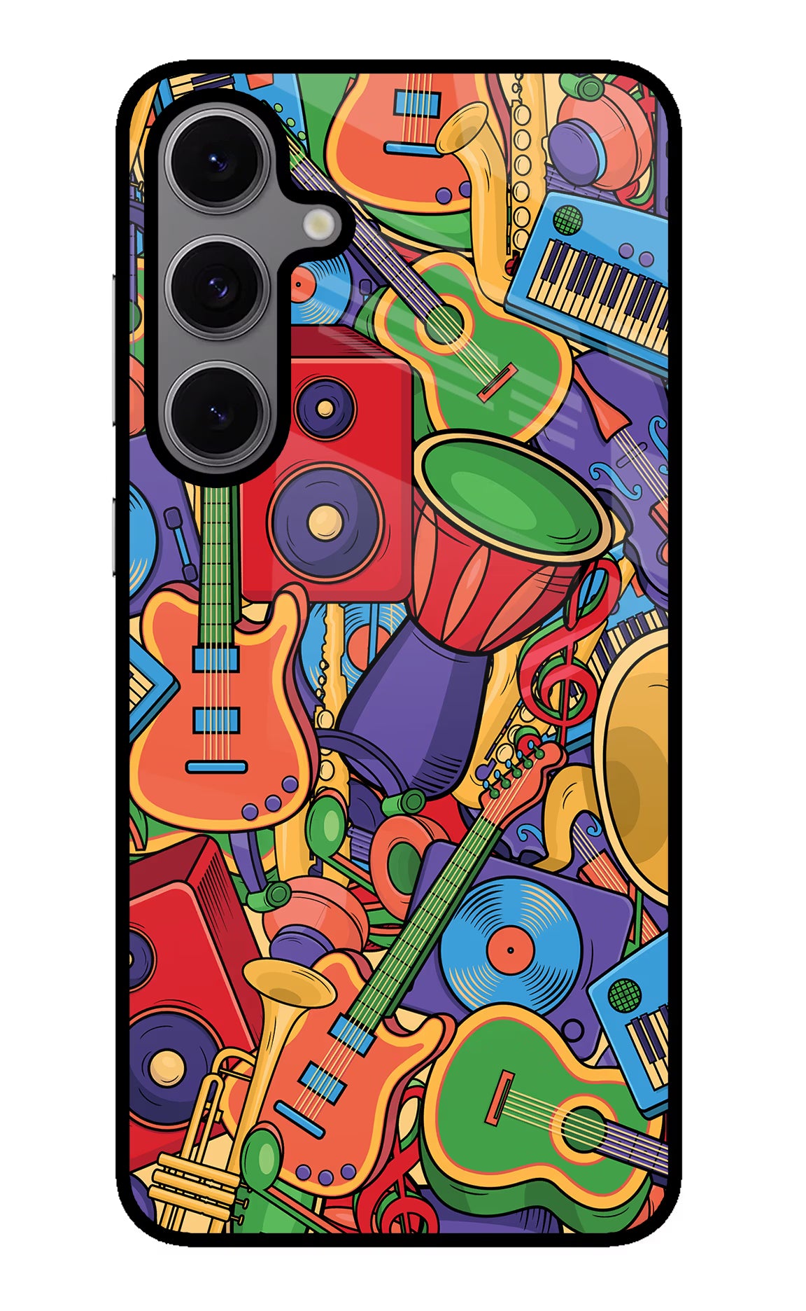 Music Instrument Doodle Samsung S24 FE 5G Back Cover - Music Instrument Doodle Samsung S24 FE 5G Glass Case Back Cover by Casekaro Music Instrument Doodle Samsung S24 FE 5G Glass Case Back Cover by Casekaro