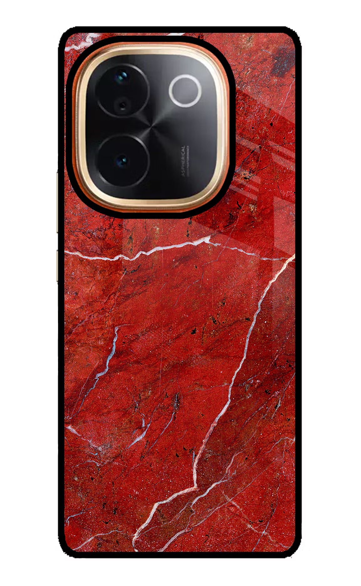 Red Marble Design Vivo T3 Pro 5G Glass Case Back Cover by Casekaro