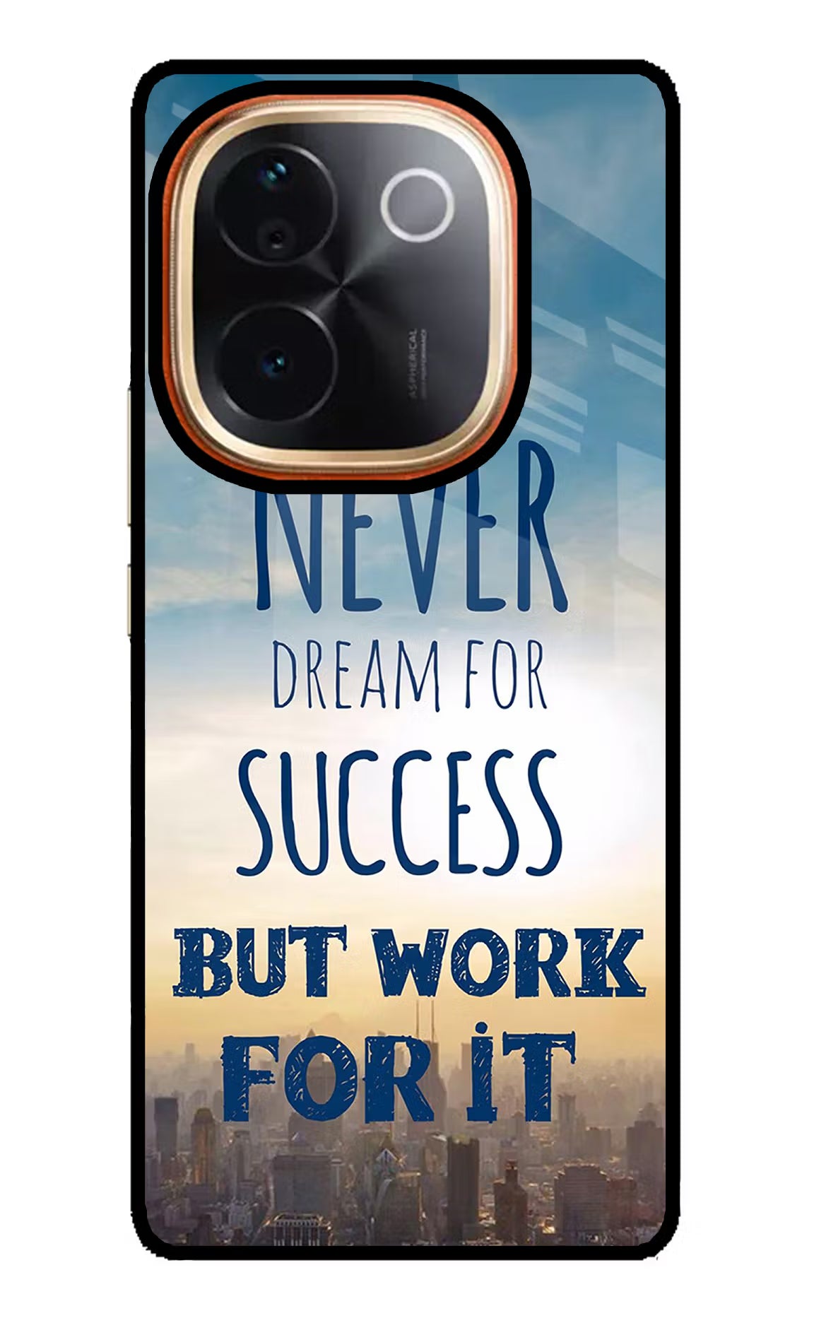 Never Dream For Success But Work For It Vivo T3 Pro 5G Glass Case Back Cover by Casekaro