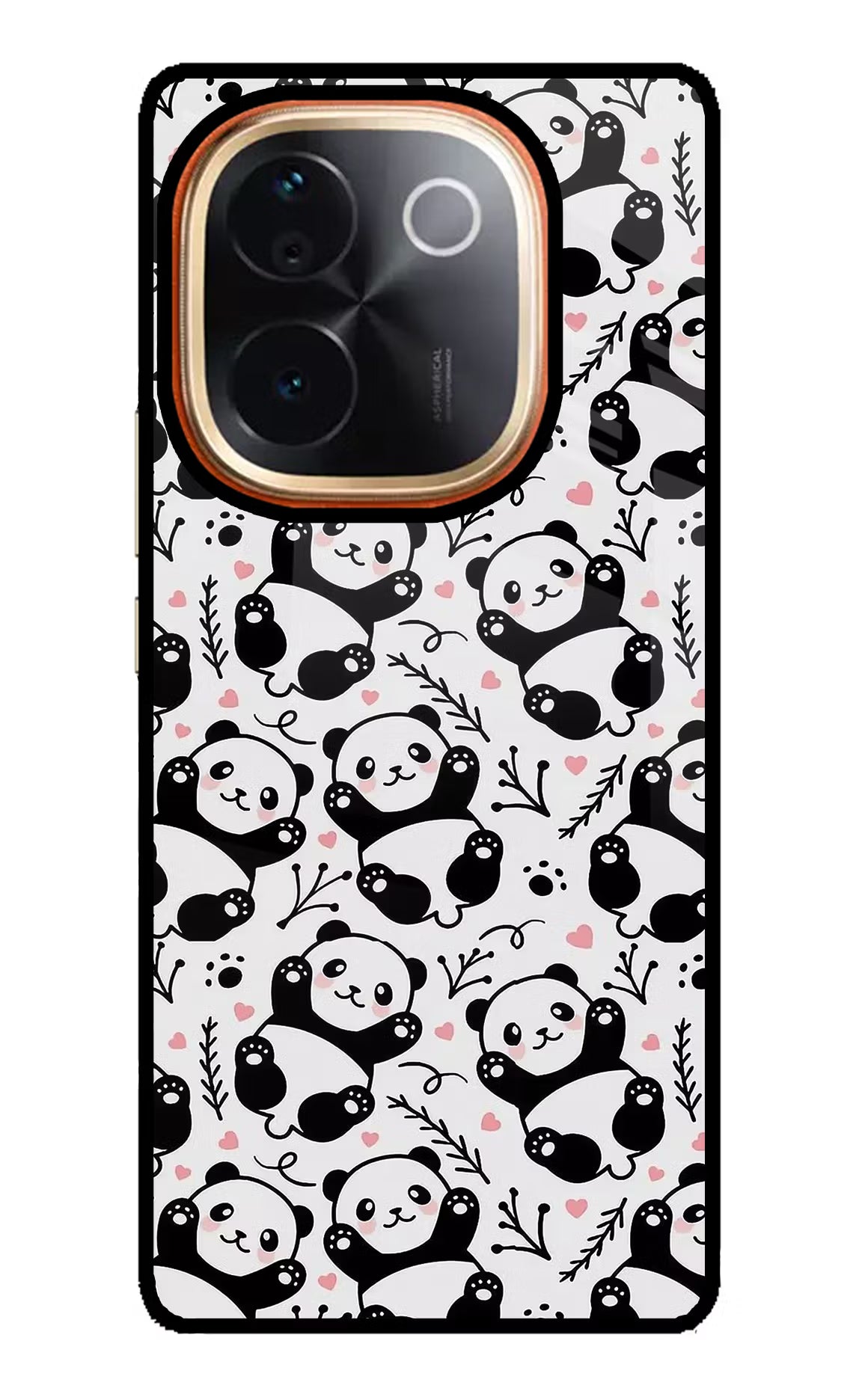 Cute Panda Vivo T3 Pro 5G Glass Case Back Cover by Casekaro