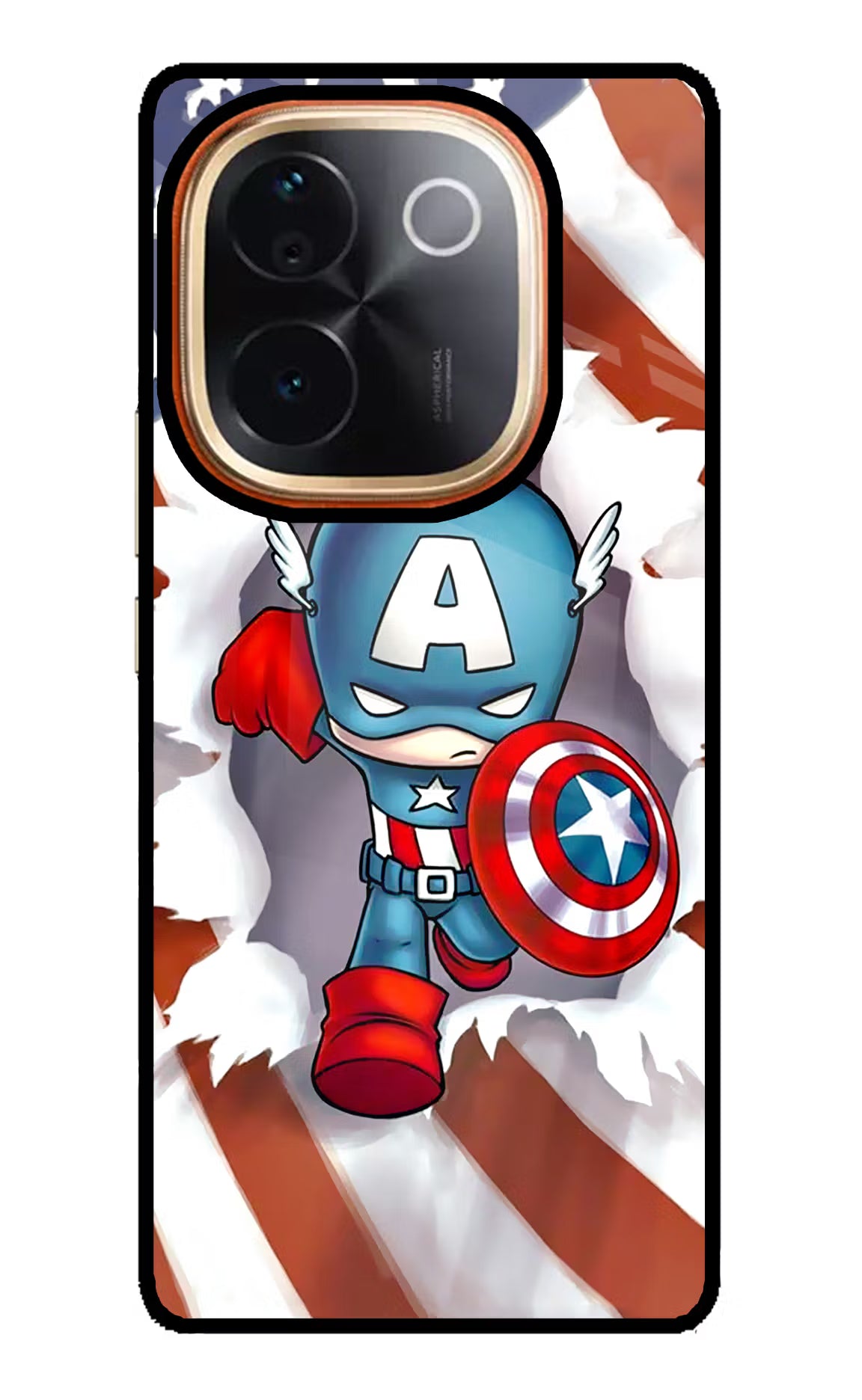 Captain America Vivo T3 Pro 5G Glass Case - Captain America Vivo T3 Pro 5G Glass Case Captain America Vivo T3 Pro 5G Glass Case
