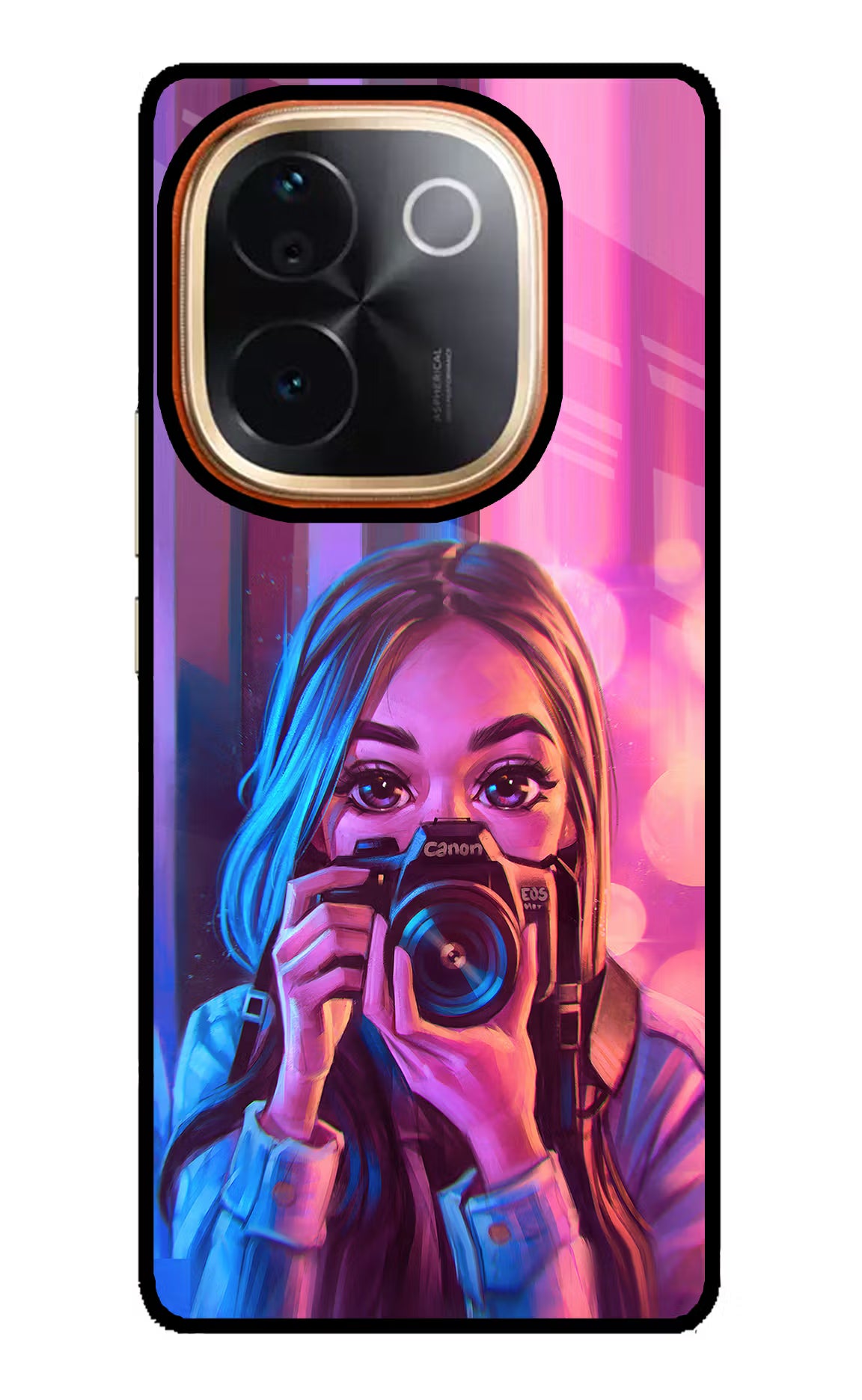 Girl Photographer Vivo T3 Pro 5G Glass Case Back Cover by Casekaro