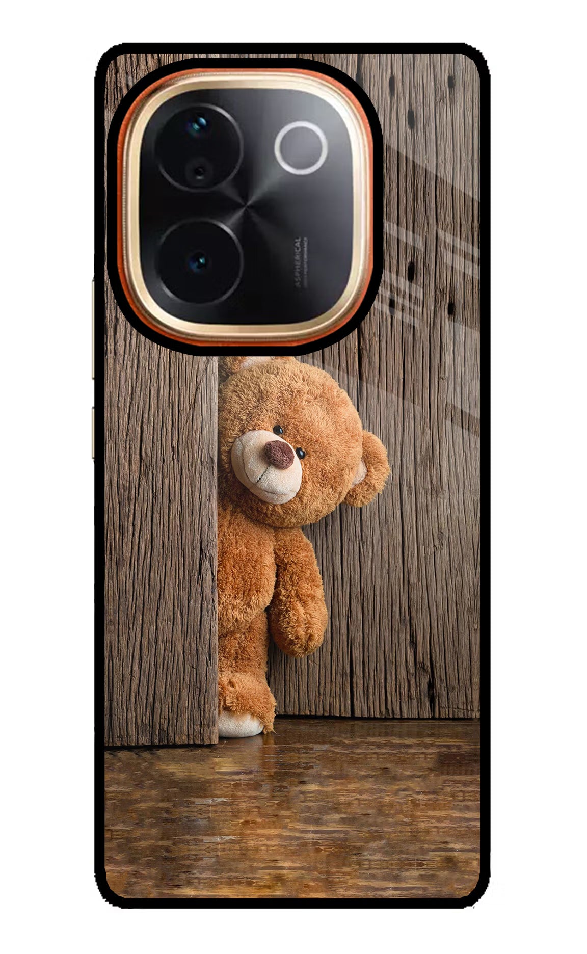 Teddy Wooden Vivo T3 Pro 5G Glass Case Back Cover by Casekaro