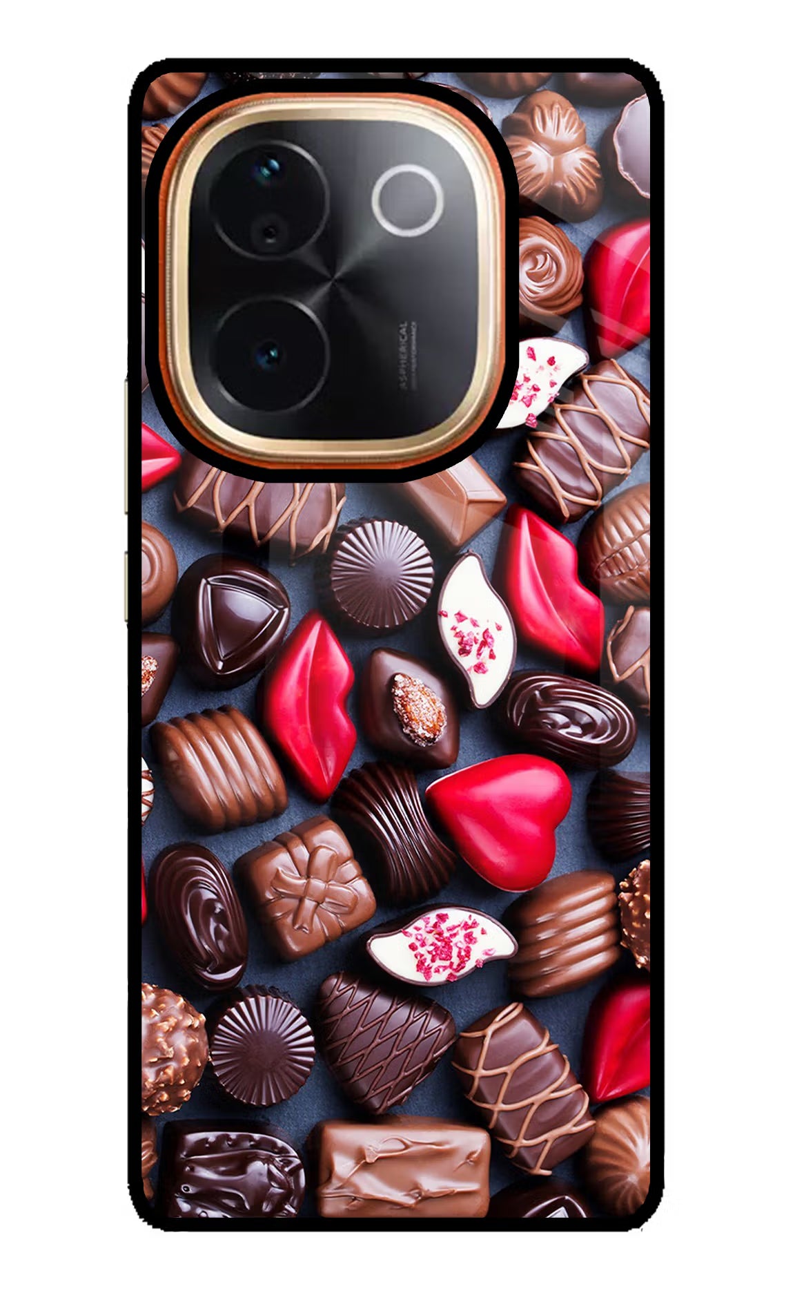 Chocolates Vivo T3 Pro 5G Glass Case Back Cover by Casekaro