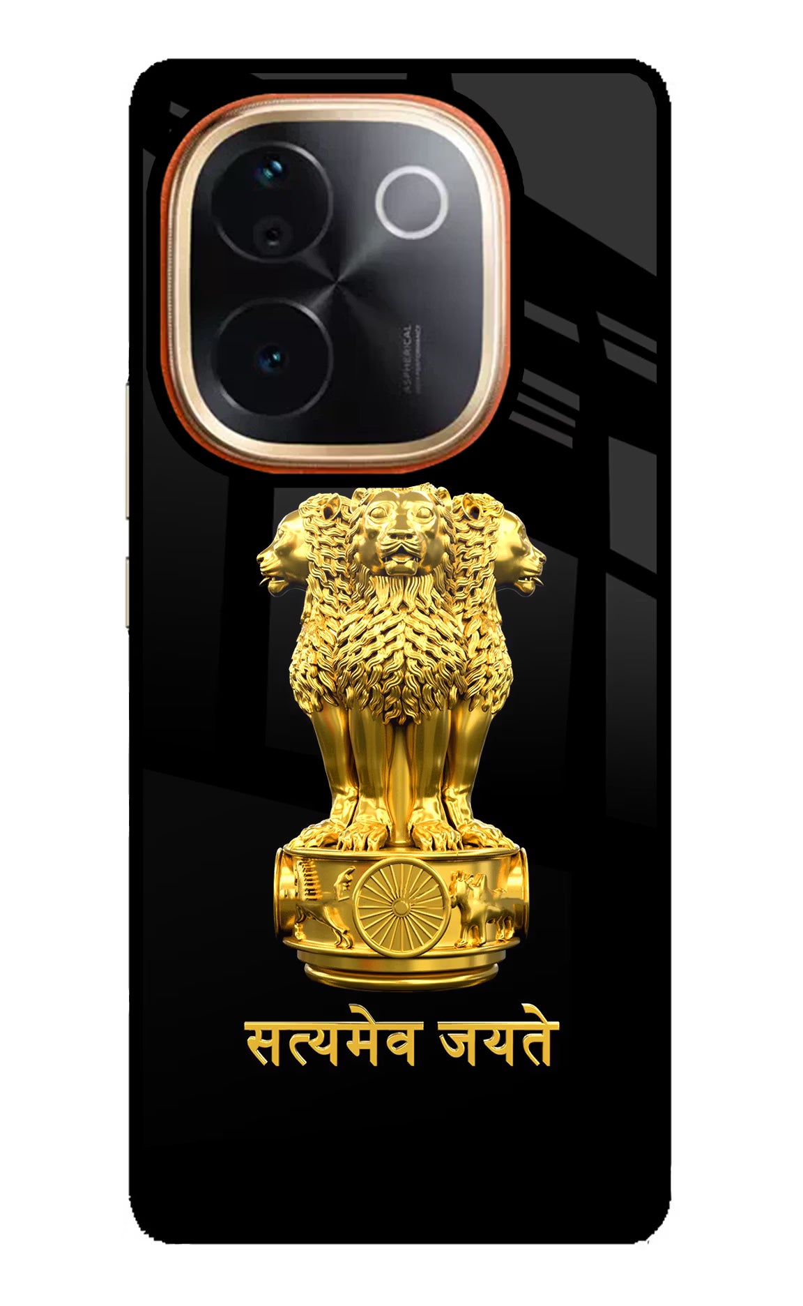 Satyamev Jayate Golden Vivo T3 Pro 5G Glass Case - Satyamev Jayate Golden Vivo T3 Pro 5G Glass Case Satyamev Jayate Golden Vivo T3 Pro 5G Glass Case