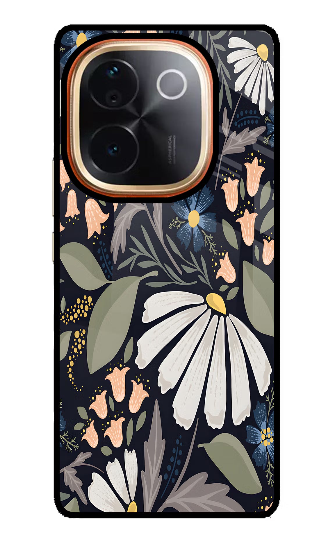 Flowers Art Vivo T3 Pro 5G Glass Case Back Cover by Casekaro