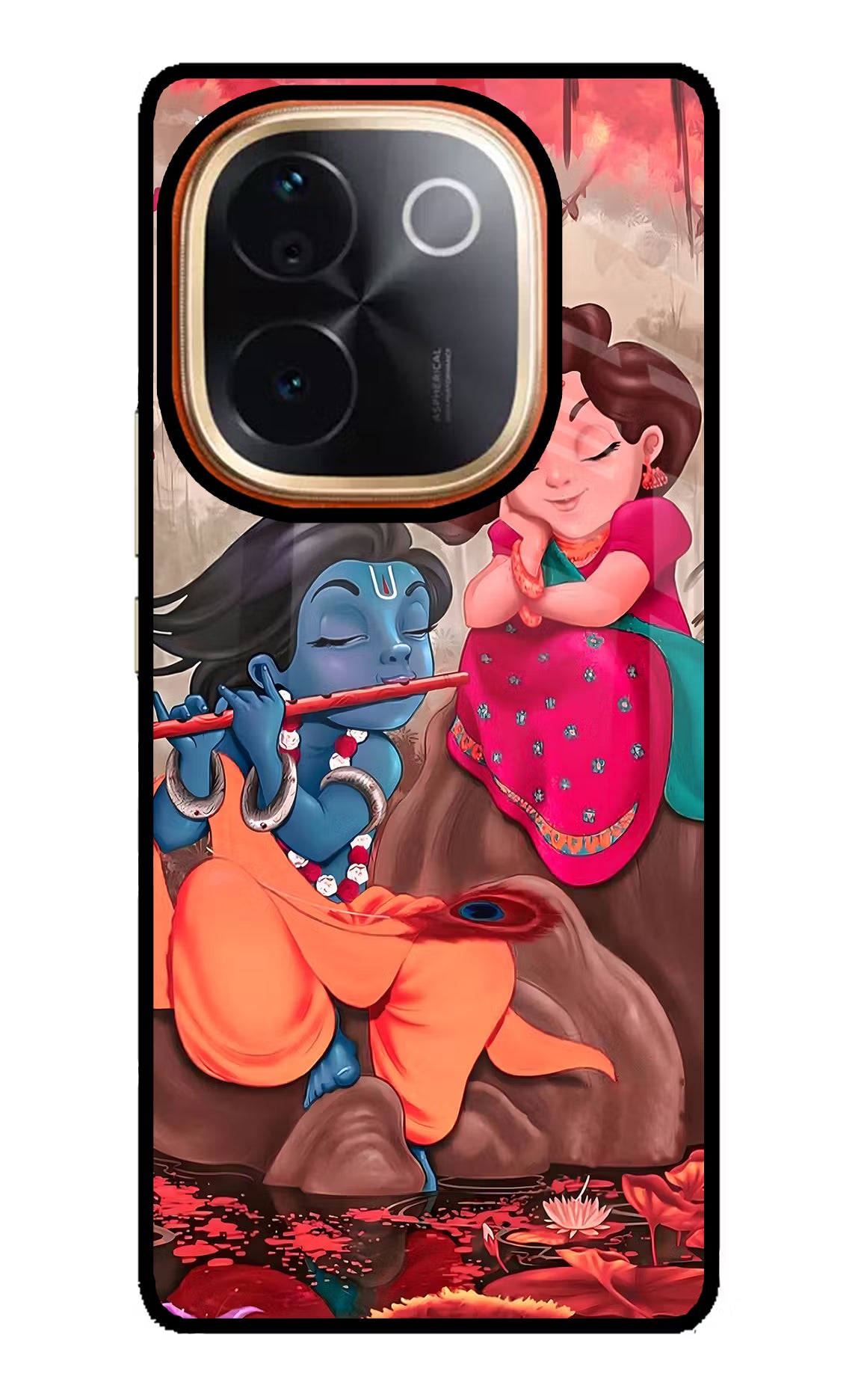 Radhe Krishna Vivo T3 Pro 5G Back Cover - Radhe Krishna Vivo T3 Pro 5G Glass Case Back Cover by Casekaro Radhe Krishna Vivo T3 Pro 5G Glass Case Back Cover by Casekaro