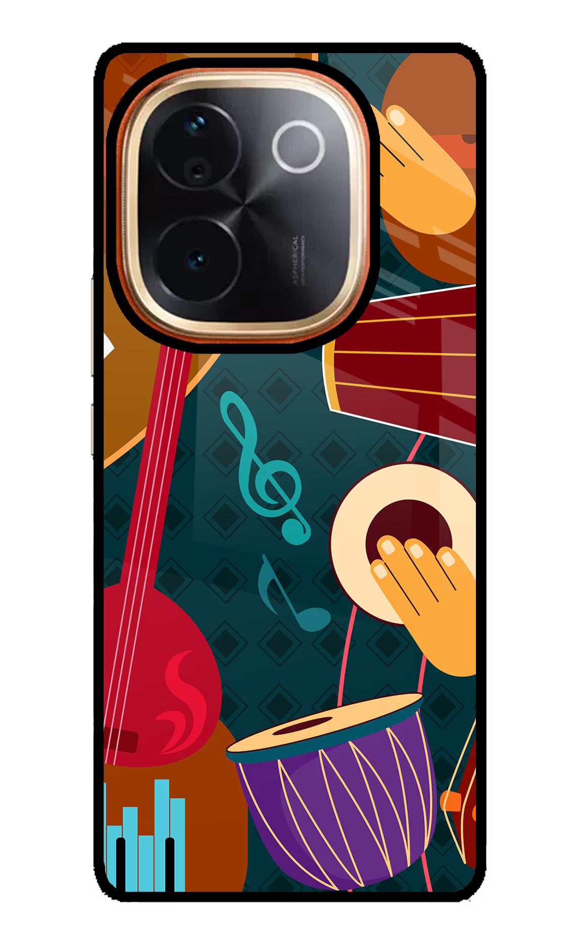 Music Instrument Vivo T3 Pro 5G Glass Case Back Cover by Casekaro