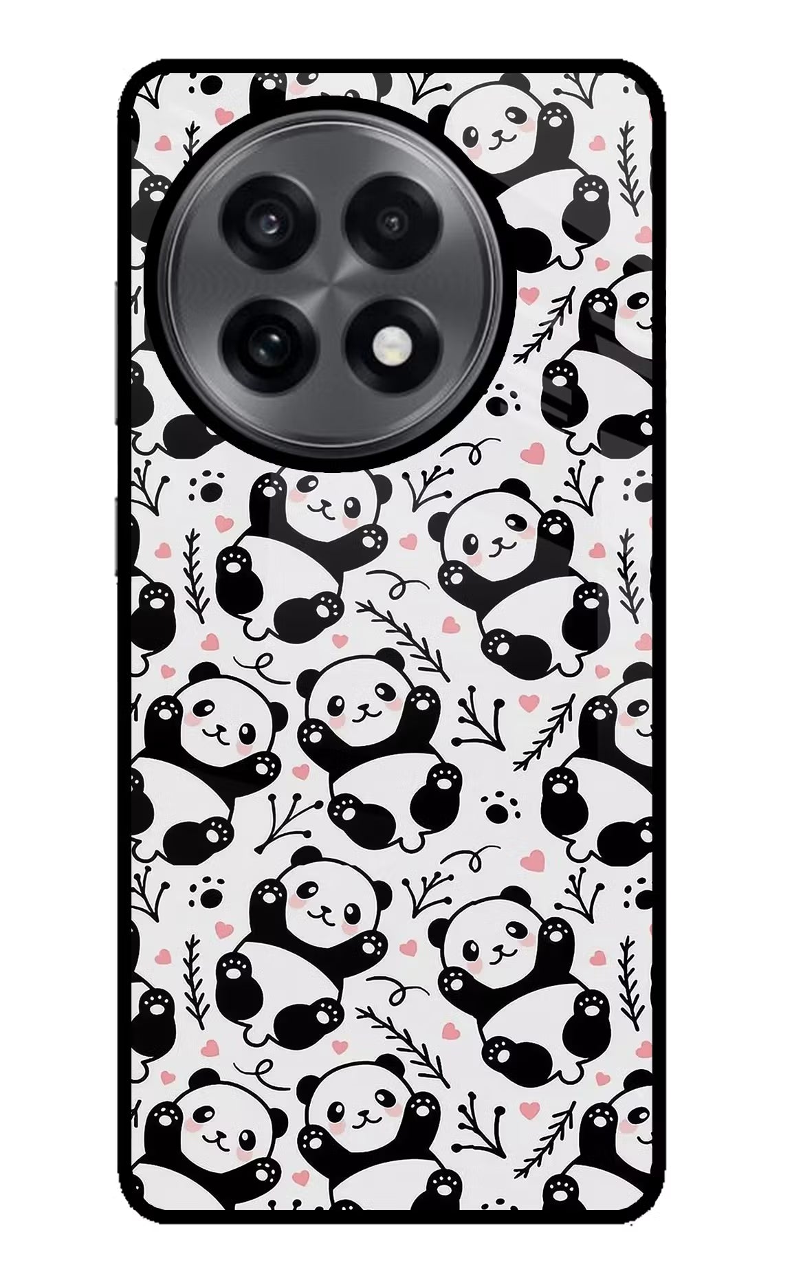 Cute Panda OnePlus 13R Glass Case Back Cover by Casekaro