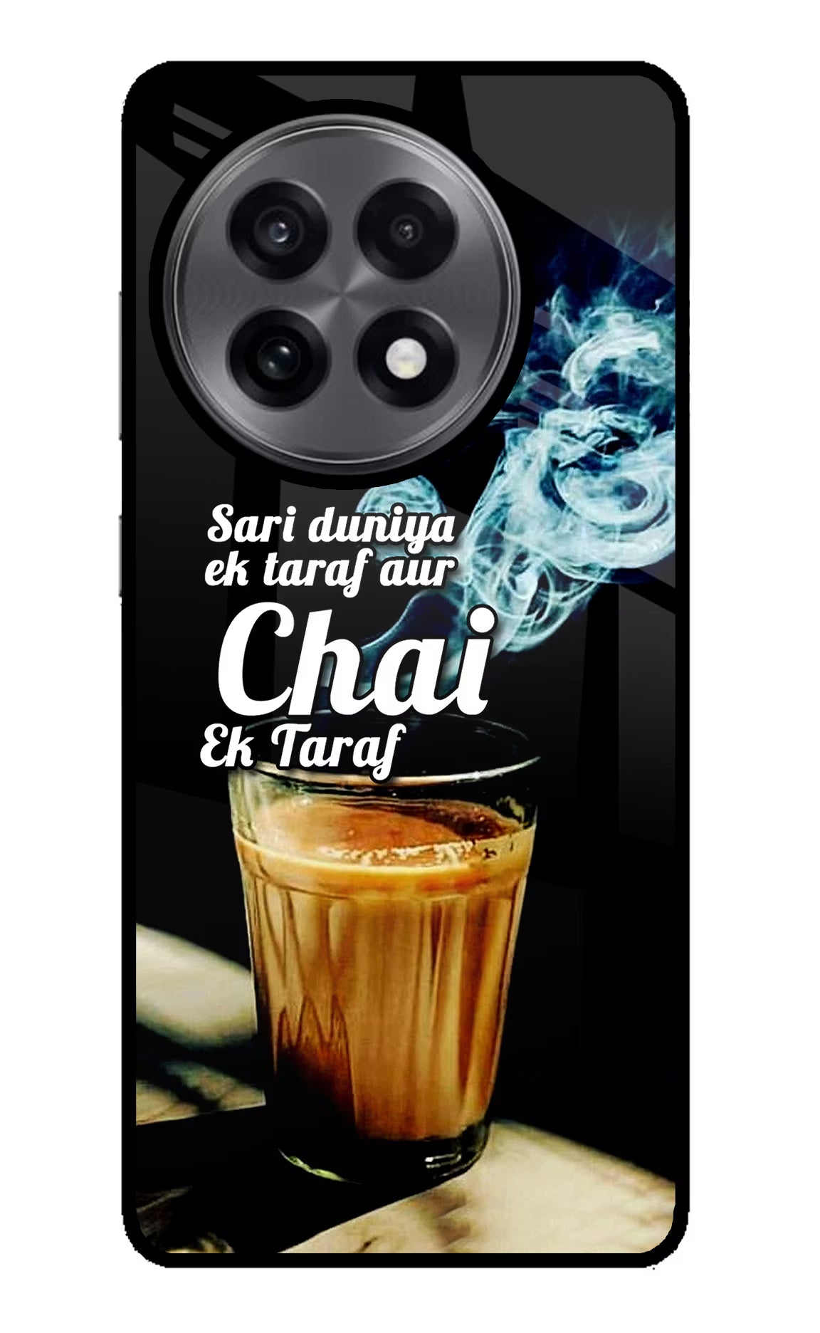 Chai Ek Taraf Quote OnePlus 13R Black Glass Case Back Cover by Casekaro