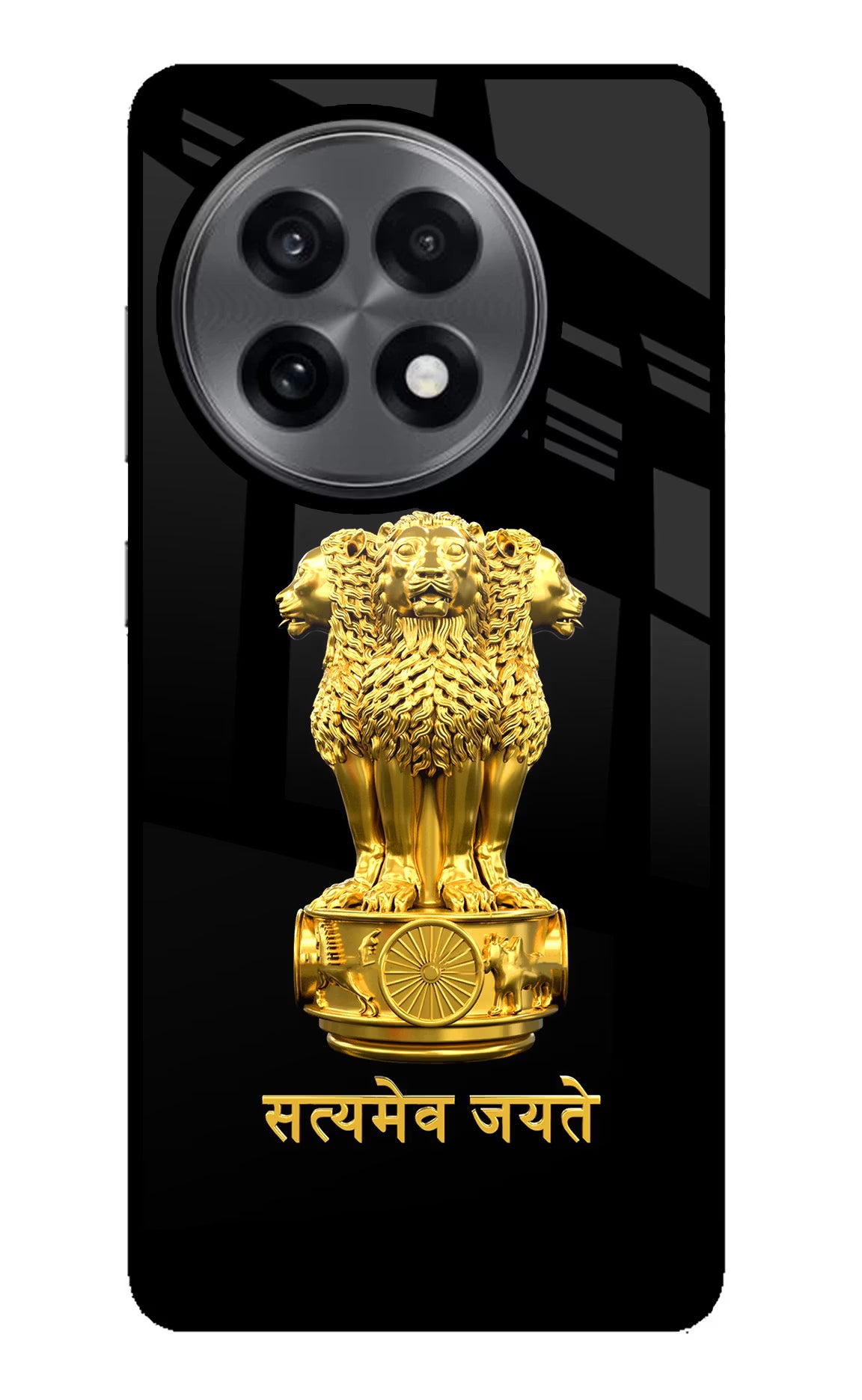 Satyamev Jayate Golden OnePlus 13R Glass Case Back Cover by Casekaro