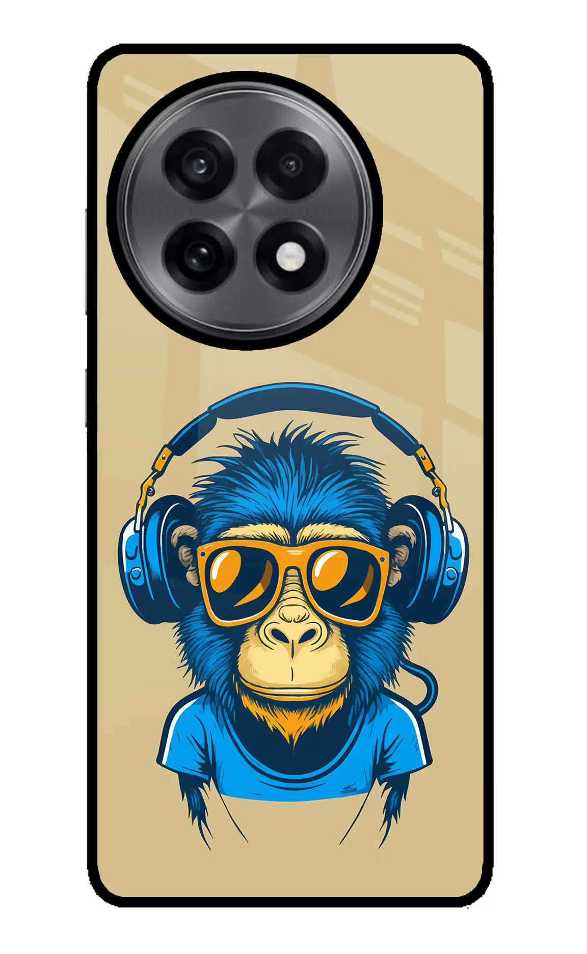 Monkey Headphone OnePlus 13R Glass Case Back Cover by Casekaro