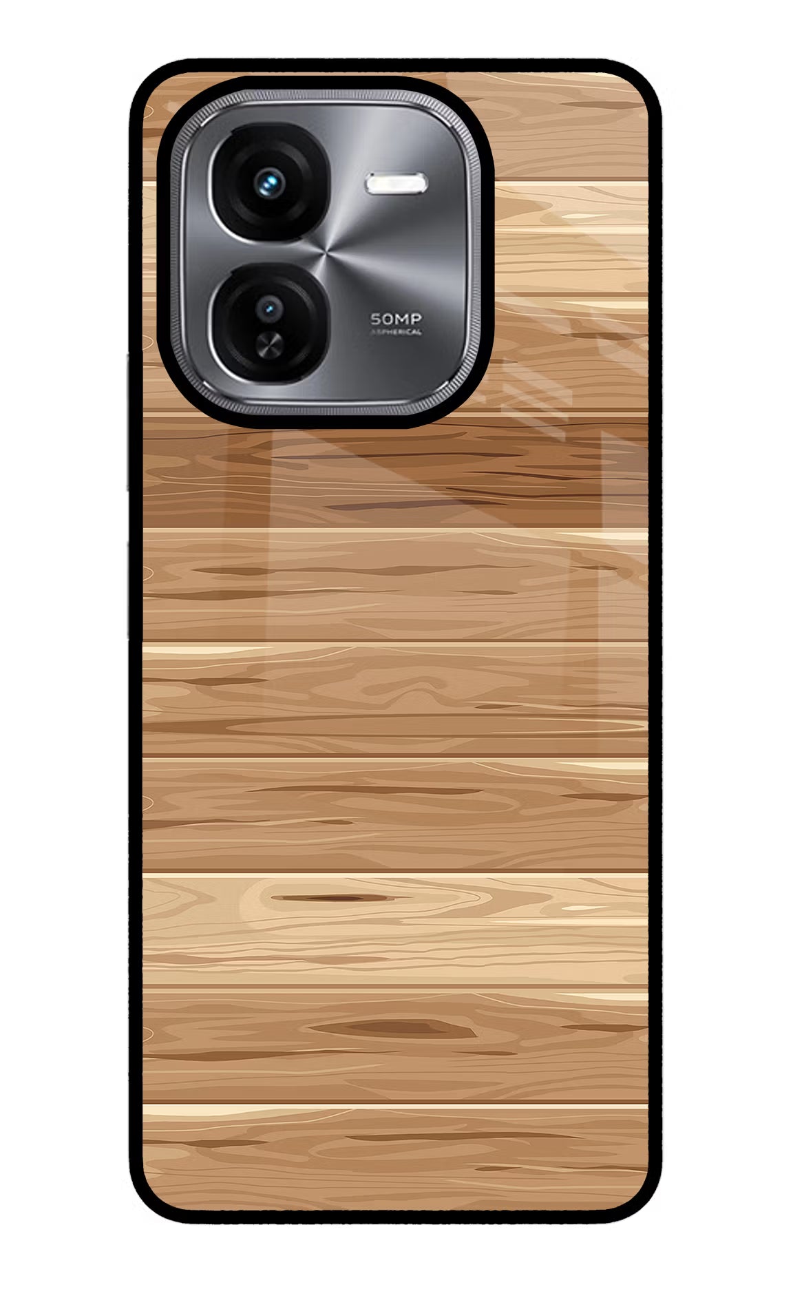 Wooden Vector iQOO Z9X Glass Case Back Cover by Casekaro