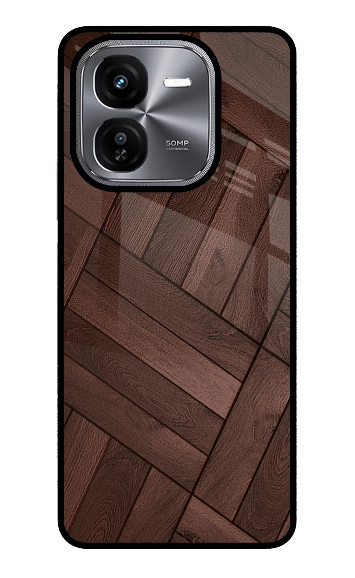 Wooden Texture Design iQOO Z9X Glass Case Back Cover by Casekaro